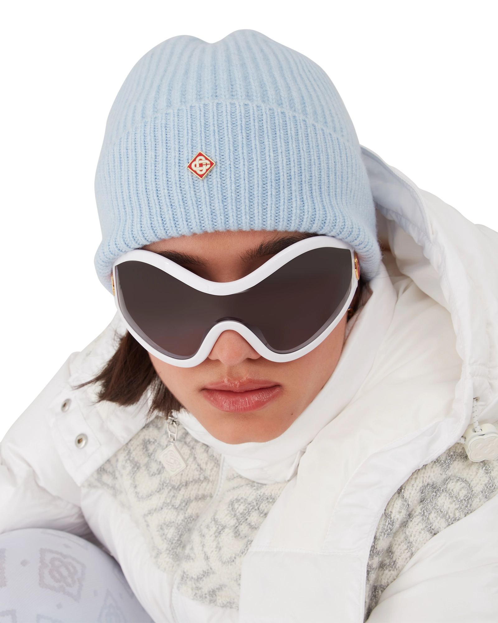 Morocco Knit Beanie XS/S From Casablanca Casablanca Green & Off-White Cable Stitch Beanie Casablanca main image 4