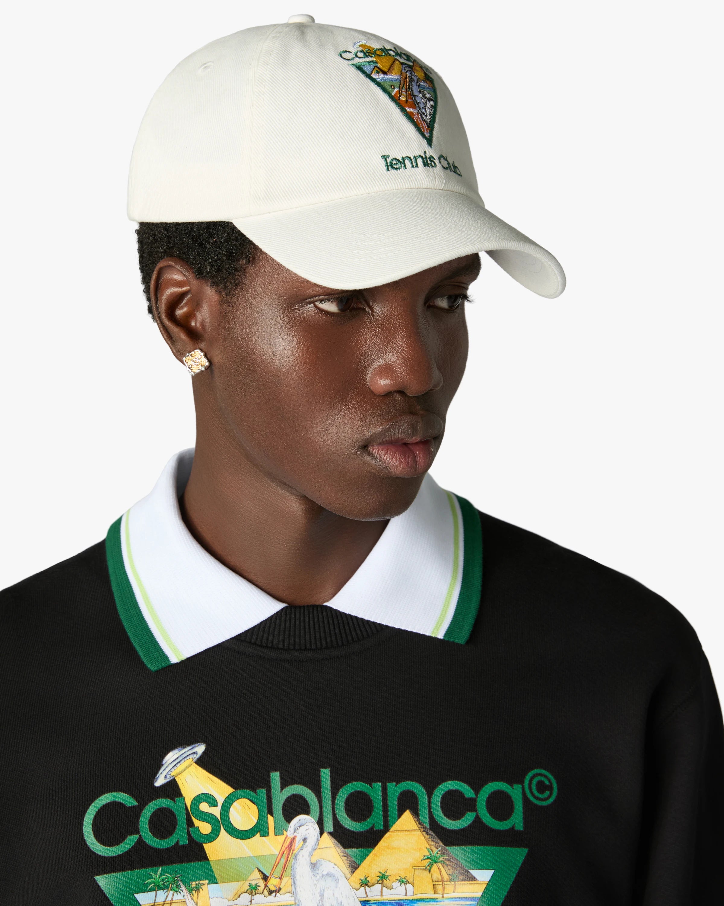 White Tennis Club Icon Pyramid Abduction Cap | Casablanca Paris