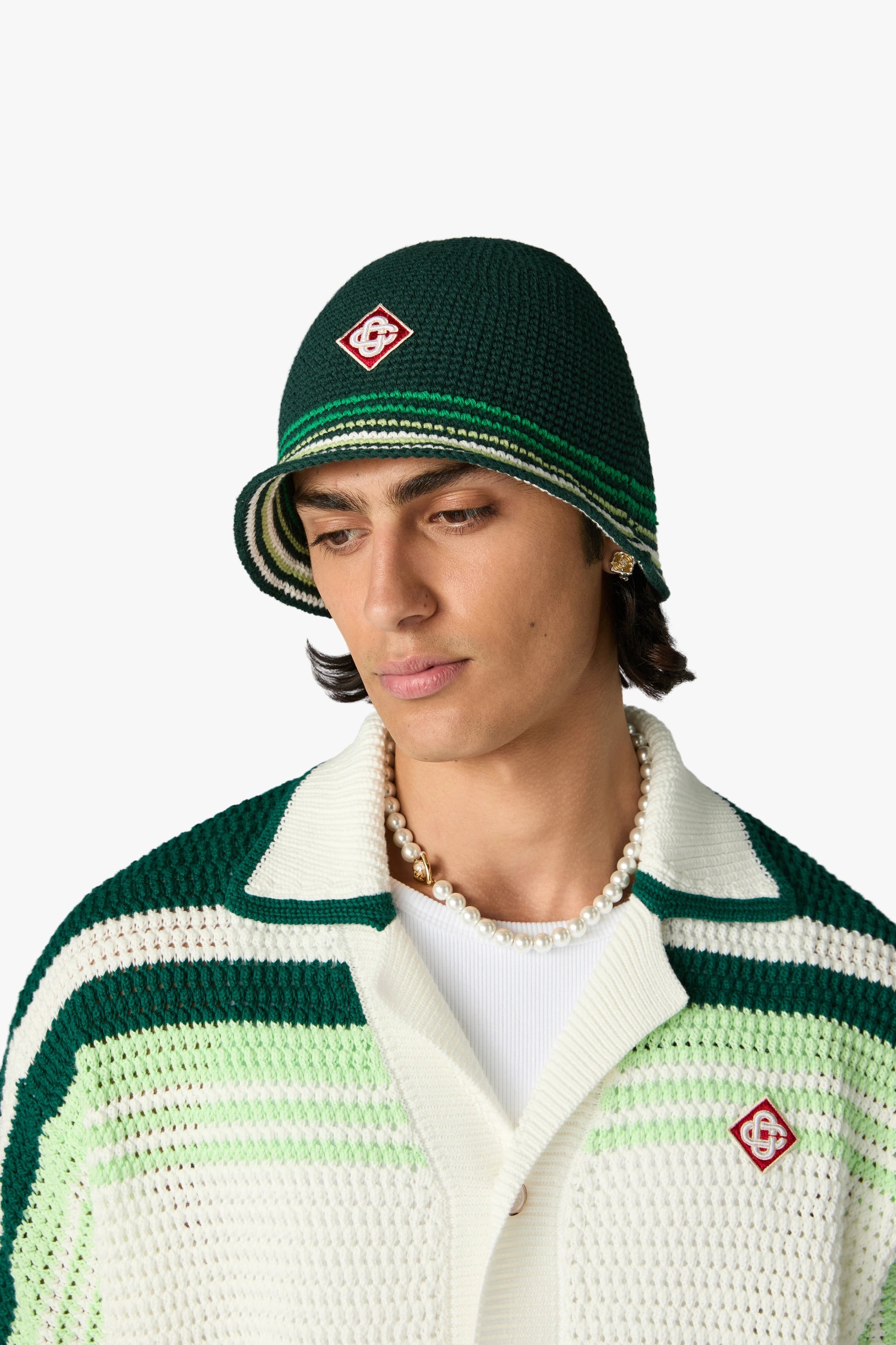 Green Striped Crochet Hat | Casablanca Paris