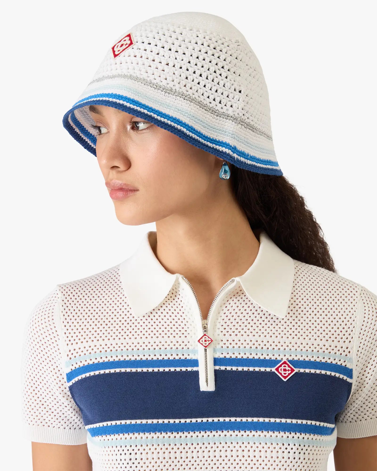 Mesh Stripe Crochet Hat | Casablanca Paris