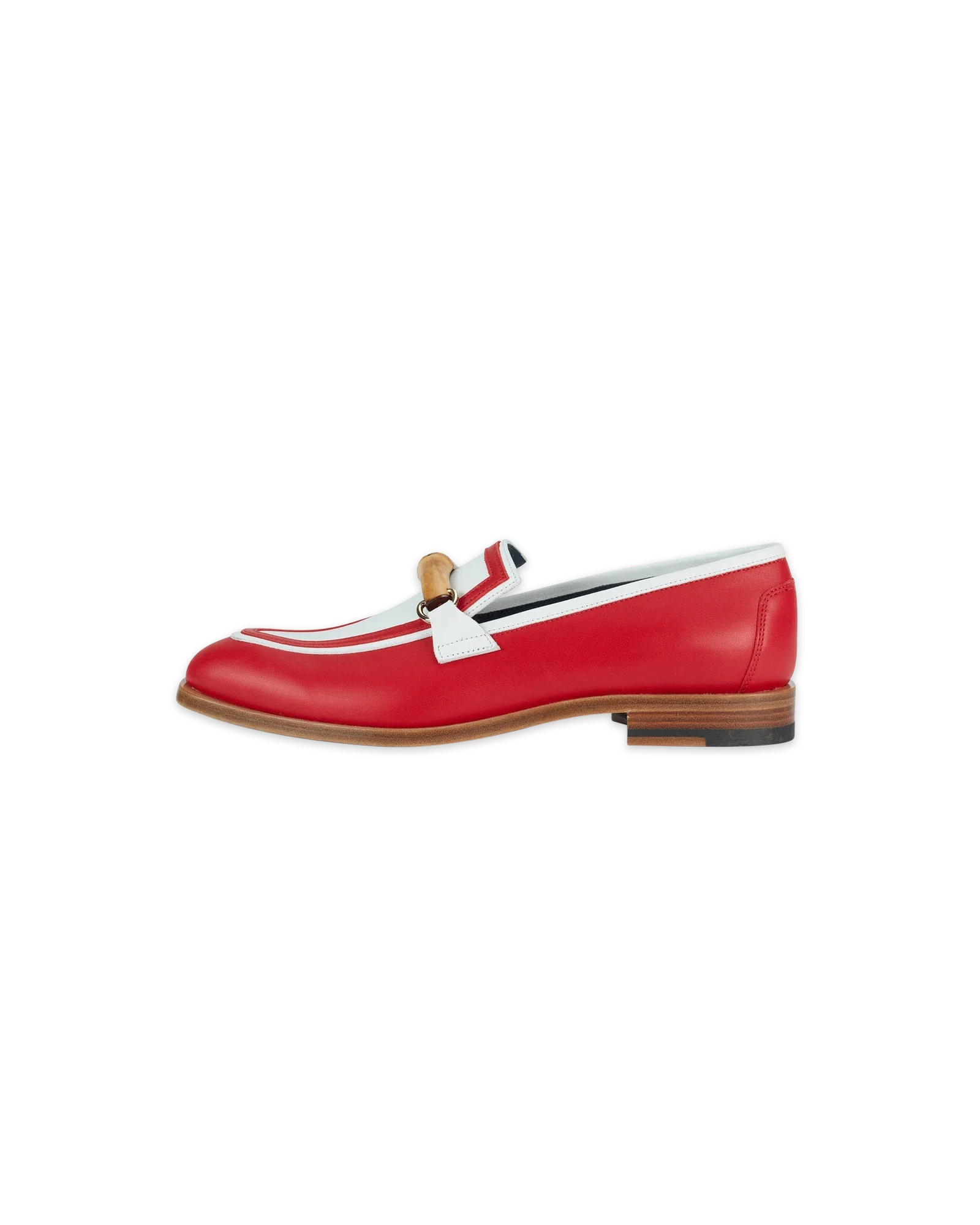 Red and white loafers fashion