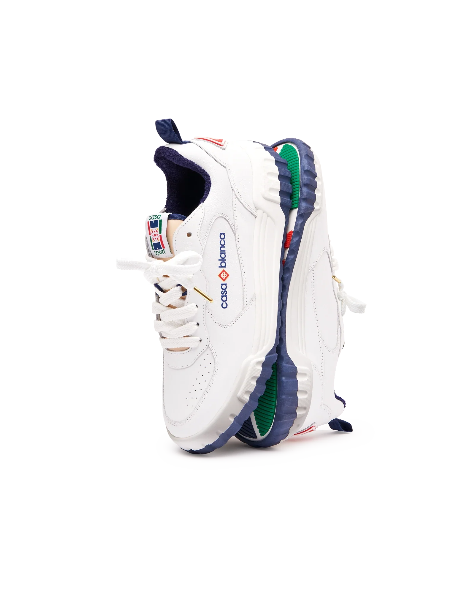Mens Court White & Navy Sneaker | Casablanca Paris