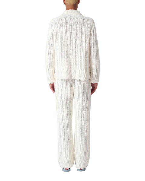 Casablanca Wavy Crochet Cardigan - Off White - MS23-KW-381-01