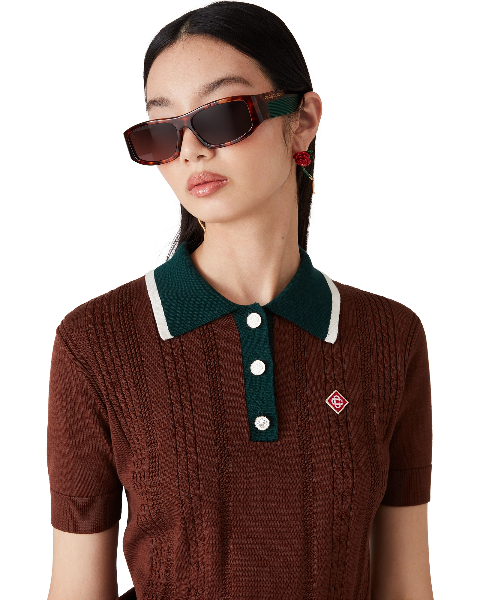 Tortoiseshell Rectangular Sunglasses | Casablanca Paris