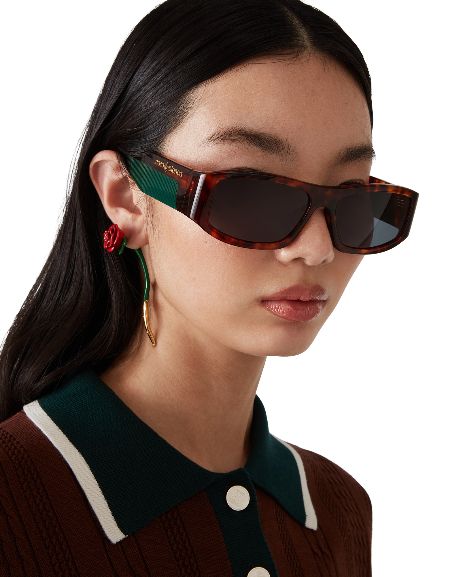 Tortoiseshell Rectangular Sunglasses | Casablanca Paris