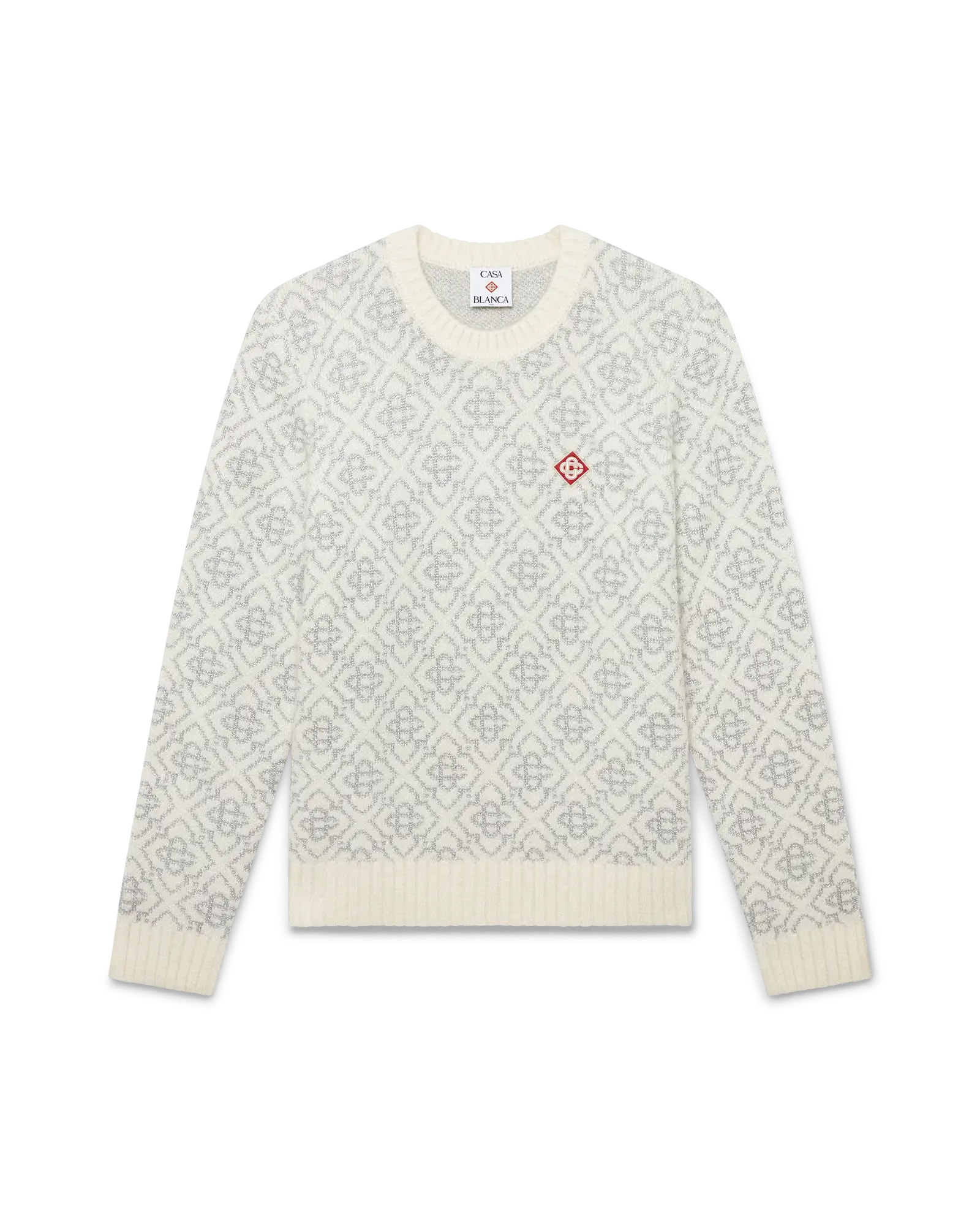 Casablanca ロゴ入りニット Silver Monogram Mohair Blend Crew Neck | Casablanca Paris