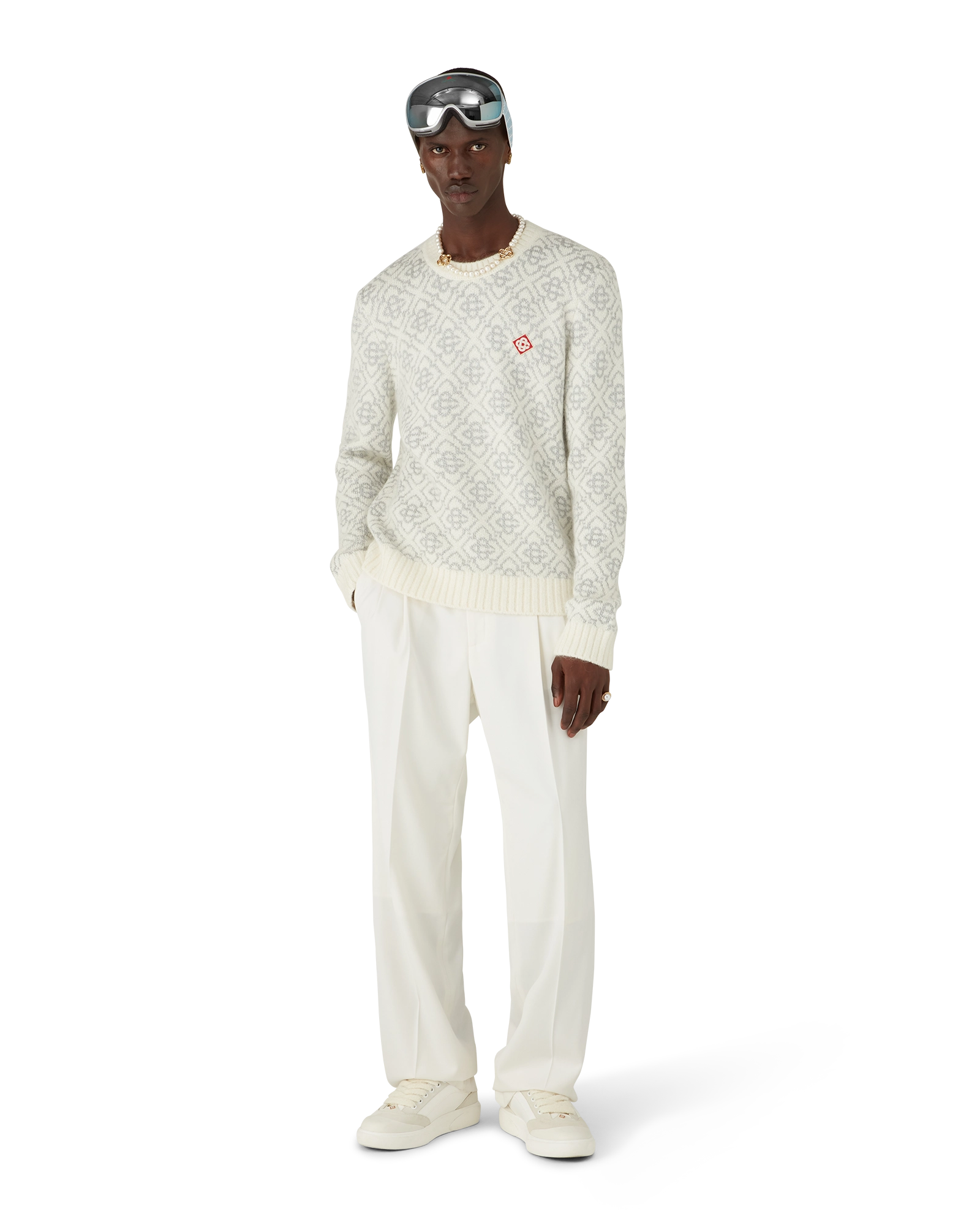Silver Monogram Mohair Blend Crew Neck | Casablanca Paris