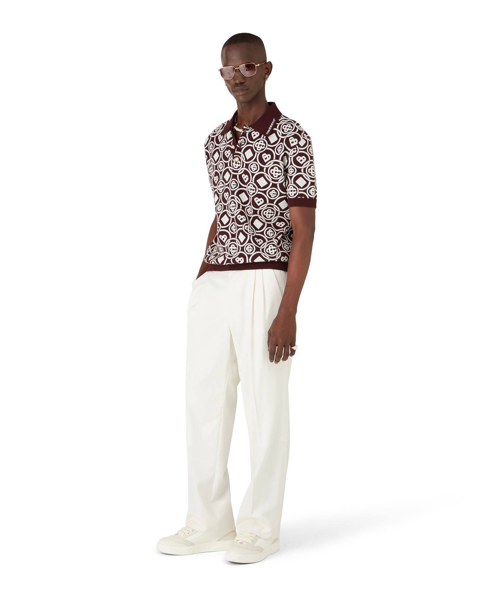 Monogram Cotton Knit Polo shirt | Casablanca Paris