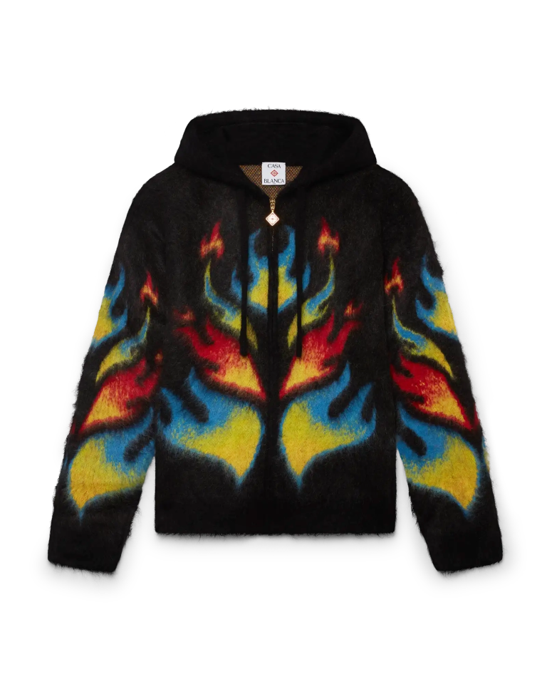 Mohair Flame Laurel Zip Hoodie | Casablanca Paris Mohair Flame Laurel Zip Hoodie | Casablanca Paris