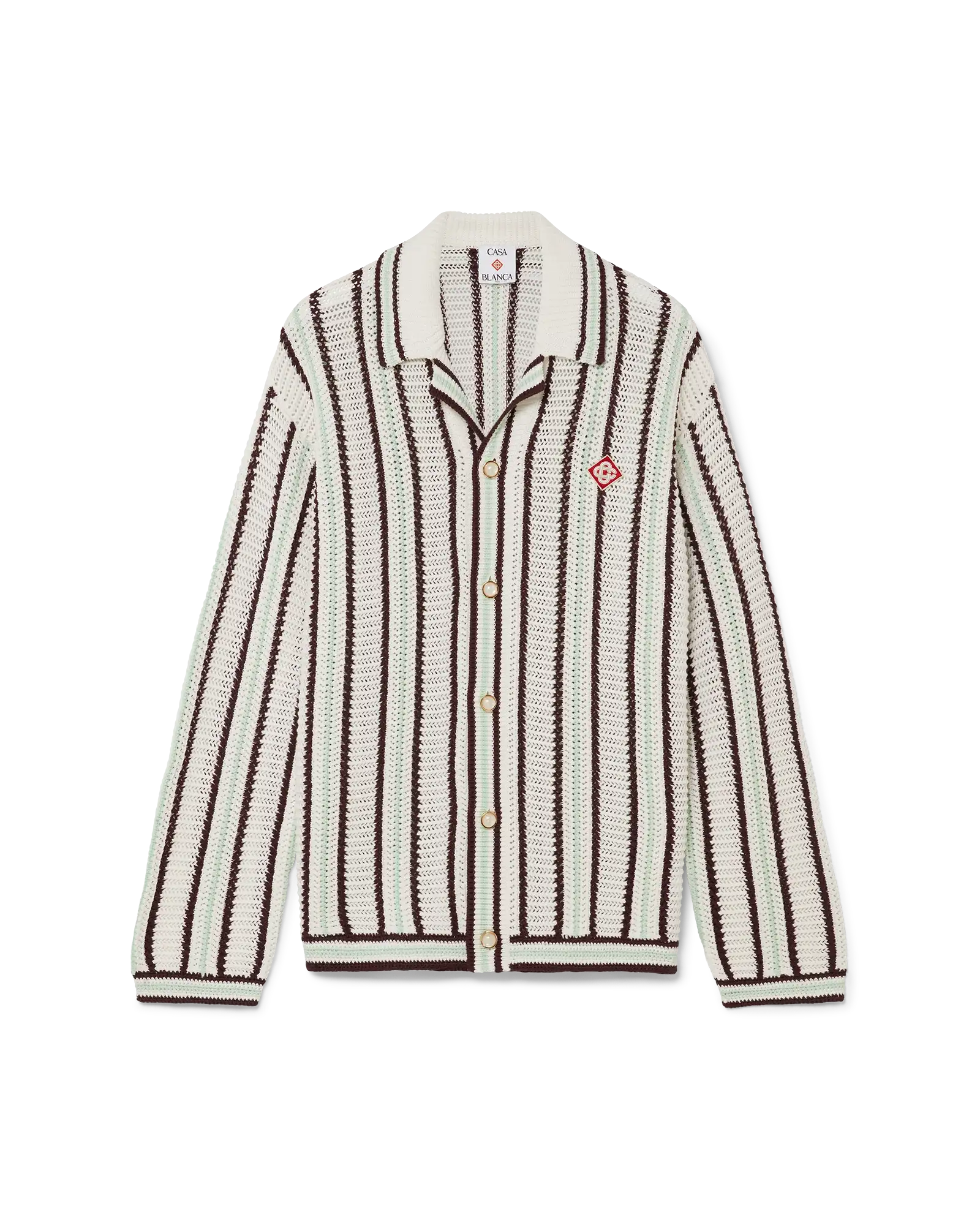Striped Cotton Crochet Shirt | Casablanca Paris