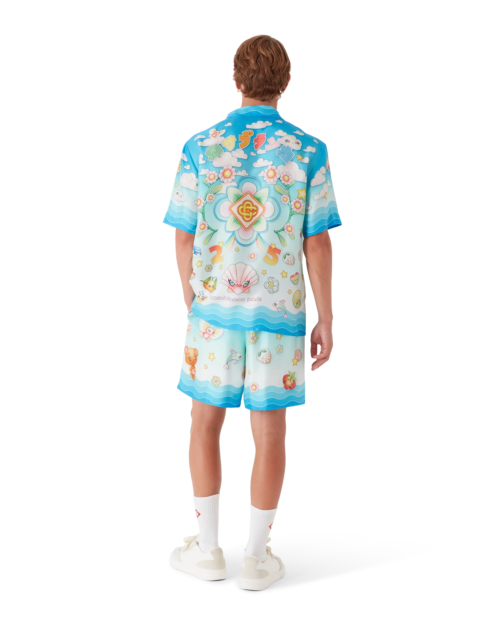 Kawaii Motif Short Sleeve Silk Twill Shirt | Casablanca Paris Kawaii Motif Short Sleeve Silk Twill Shirt | Casablanca Paris