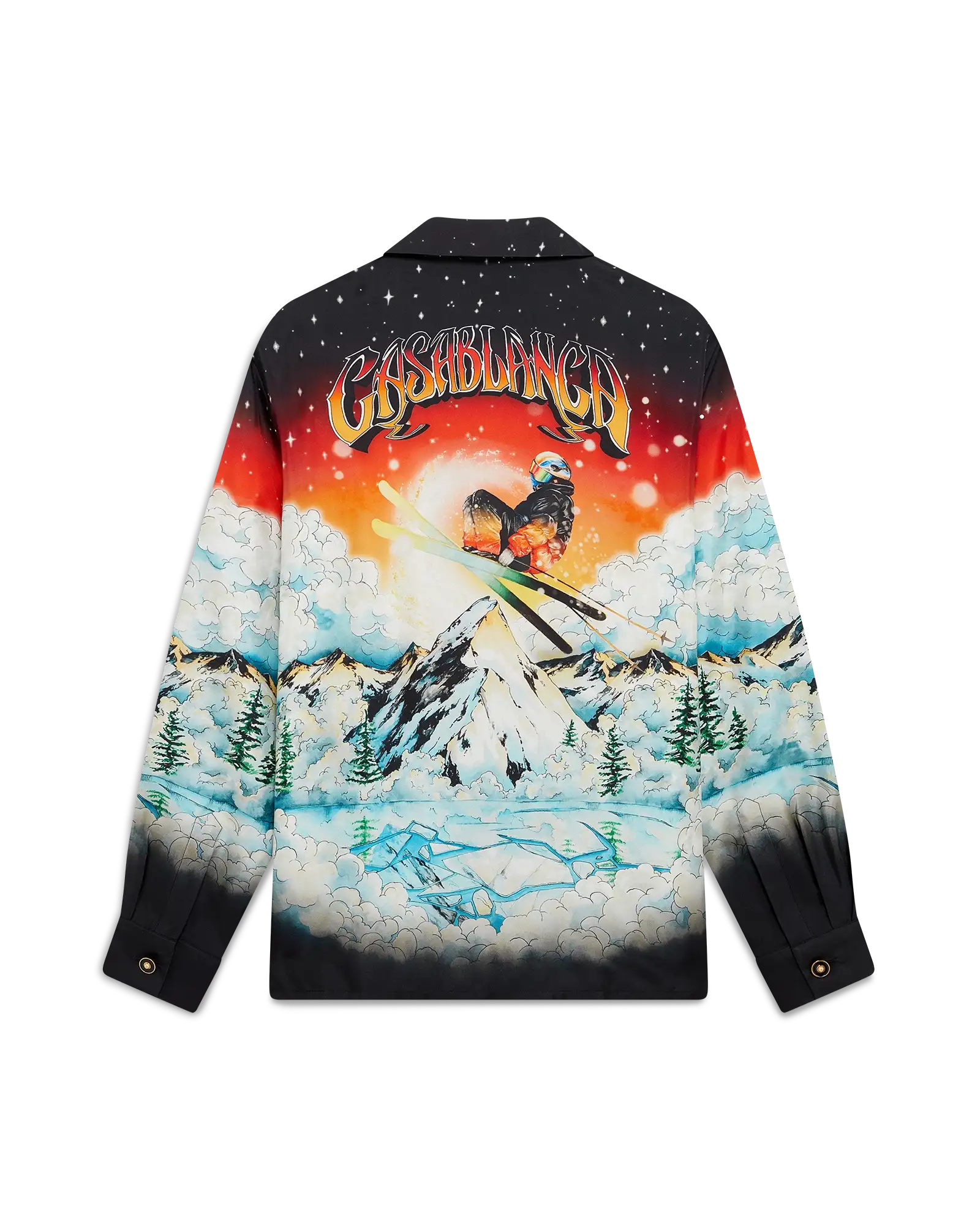 Ski Lake Long Sleeve Silk Twill Shirt | Casablanca Paris