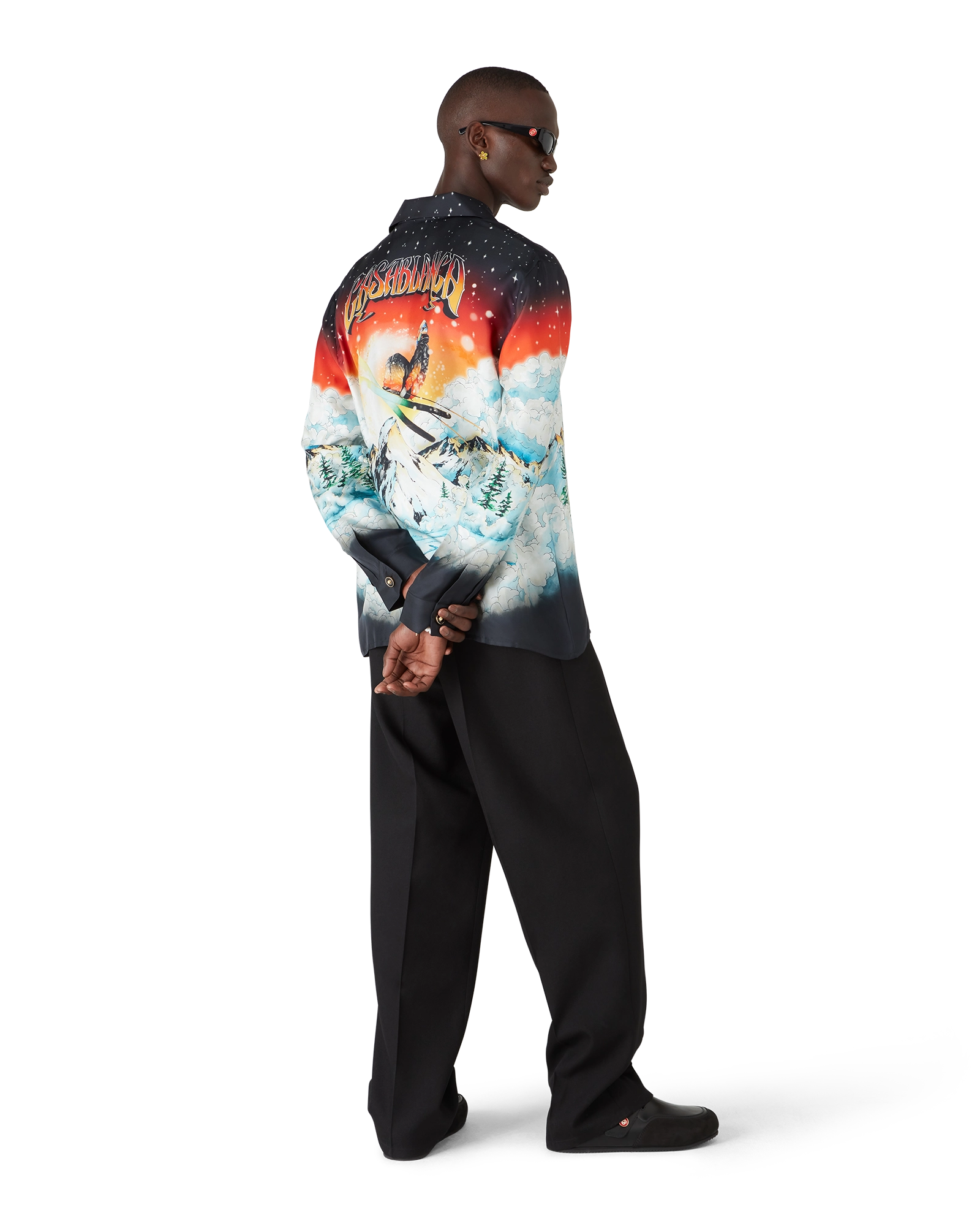 Ski Lake Long Sleeve Silk Twill Shirt | Casablanca Paris