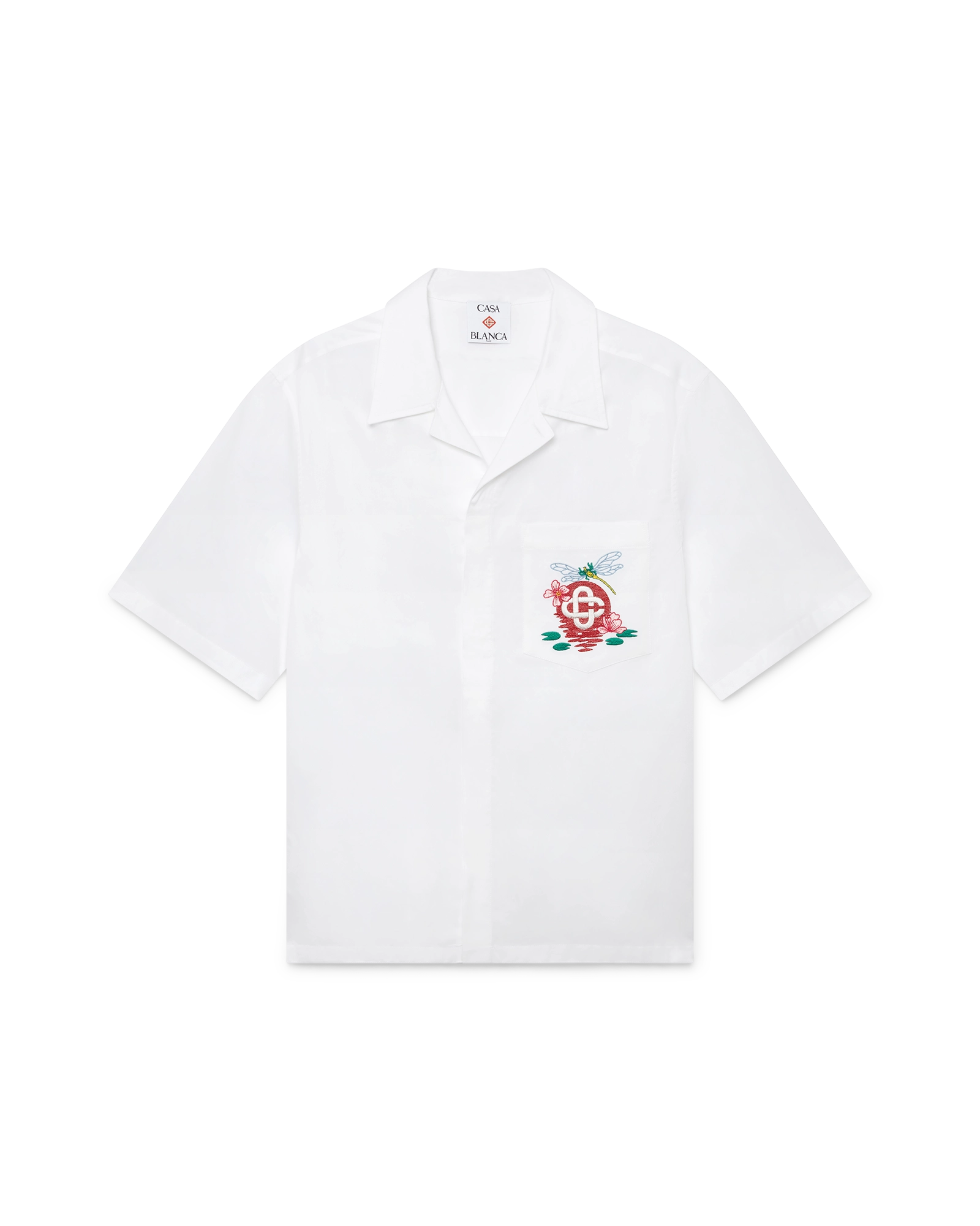 Cotton Poplin Embroidered Short Sleeve Shirt | Casablanca Paris