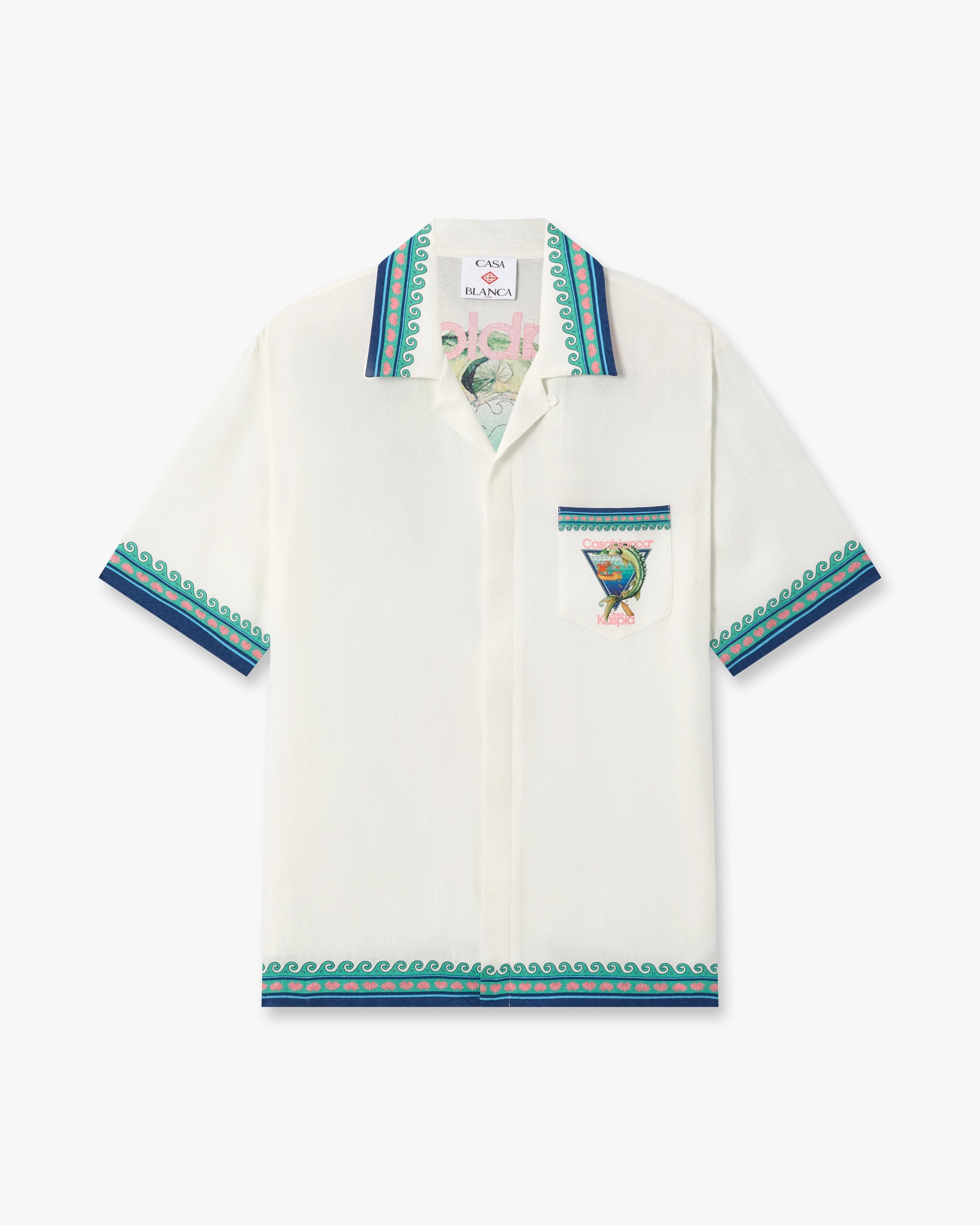 White Casa x Kaspia New York Club Icon Short Sleeve Silk Shirt