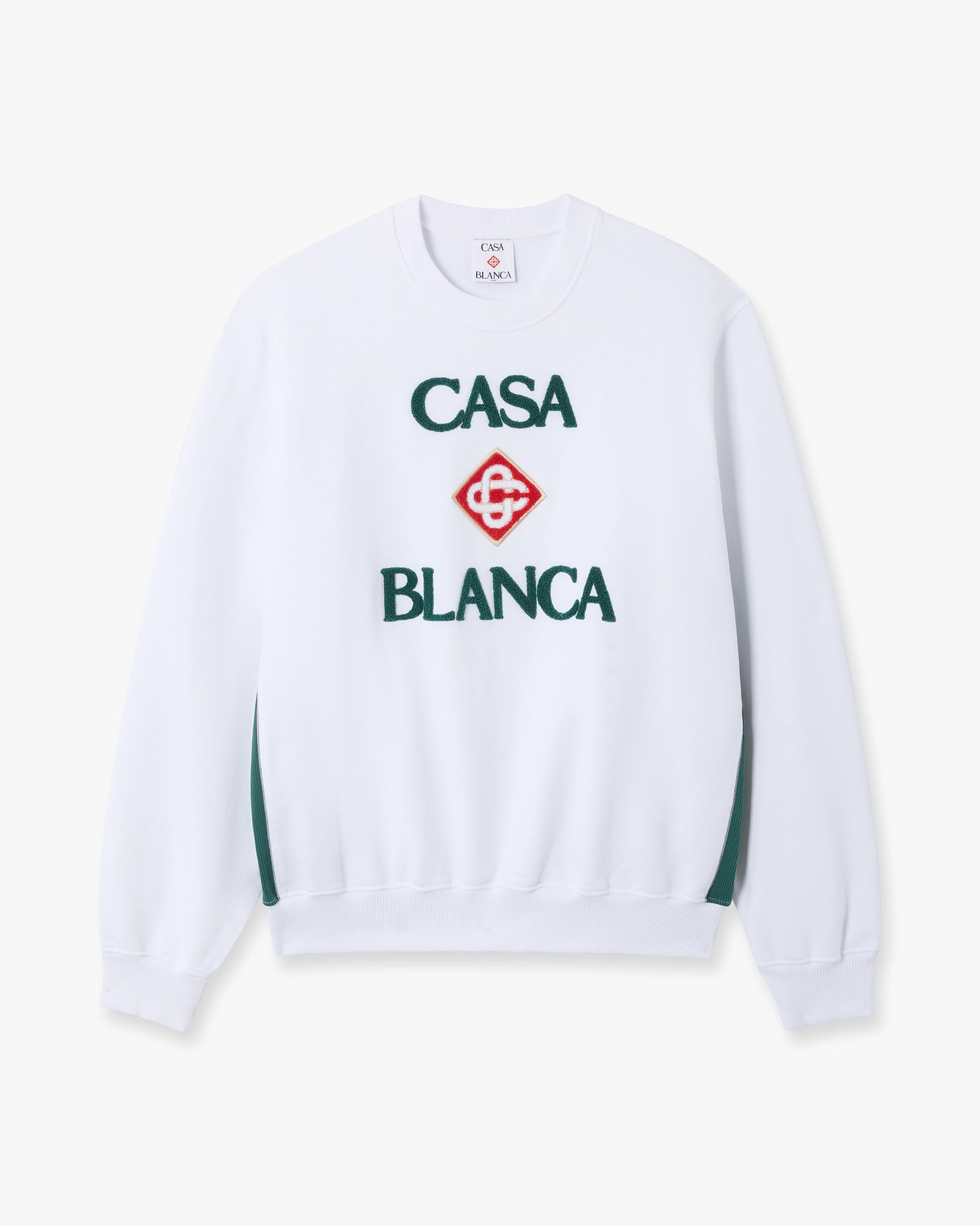 White Casablanca Diamond Logo Embroidered Sweatshirt | Casablanca 