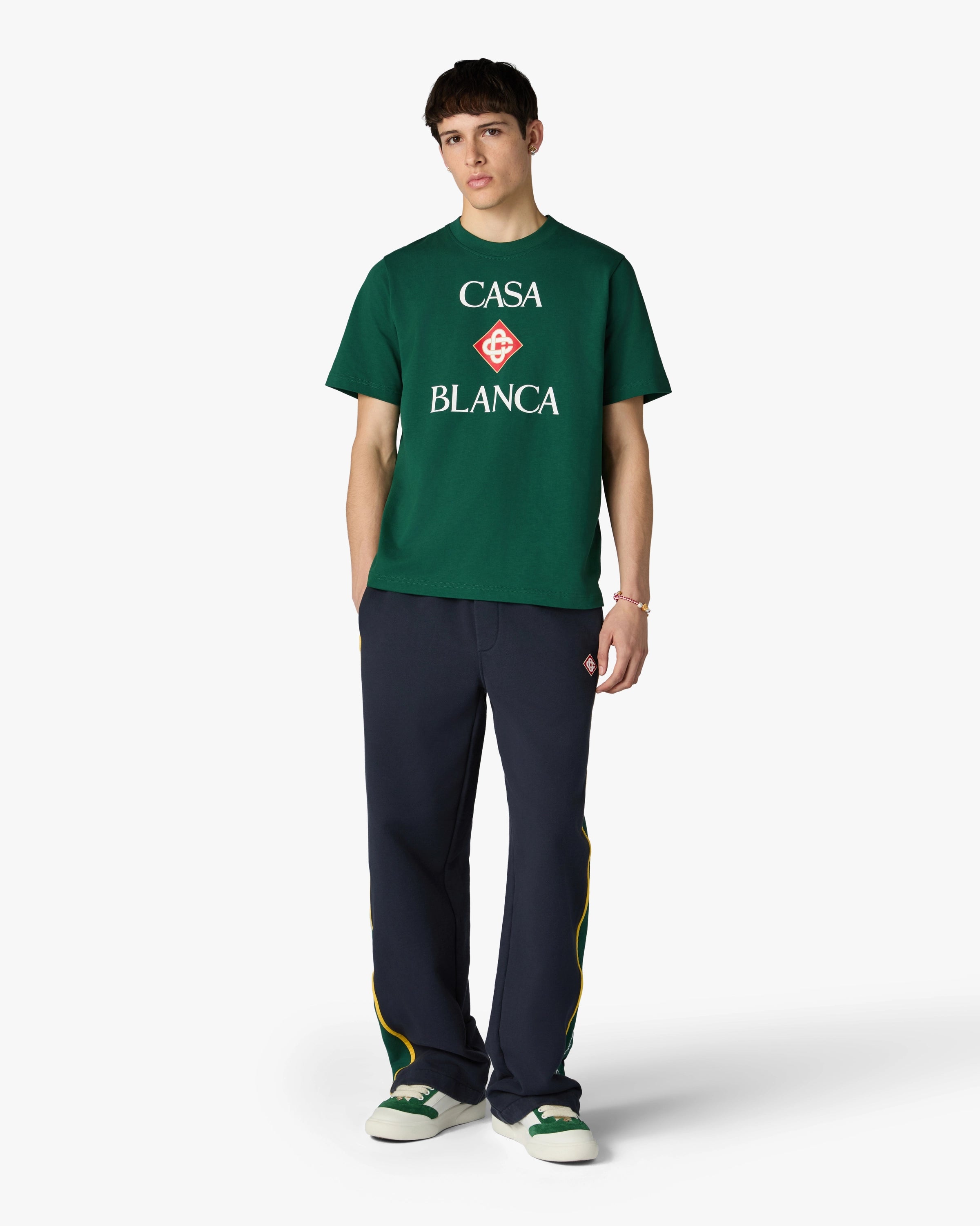 Green Casablanca Diamond Logo Short Sleeve T-Shirt | Casablanca Paris