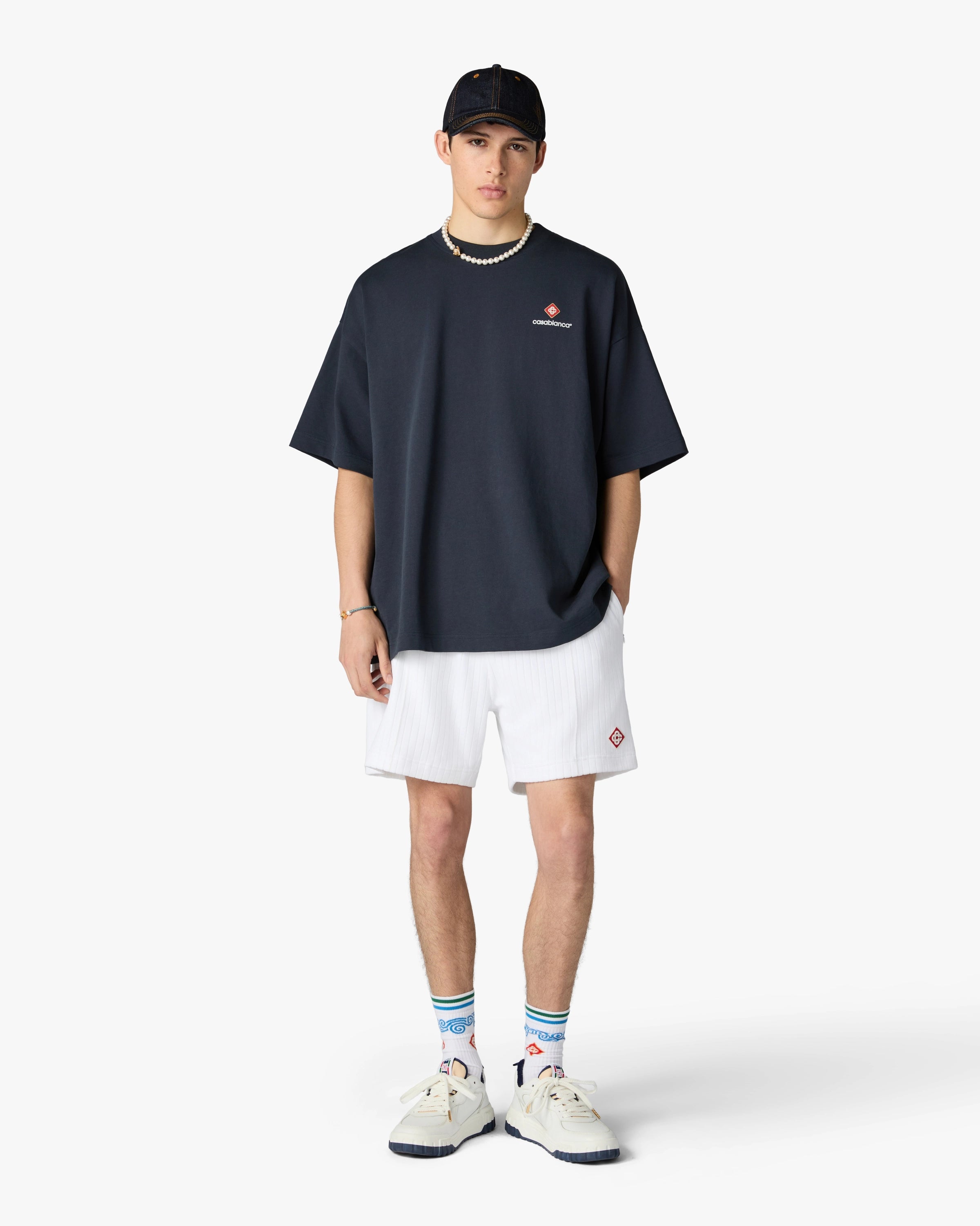 Navy Sport Type Oversized Short Sleeve T-Shirt | Casablanca Paris