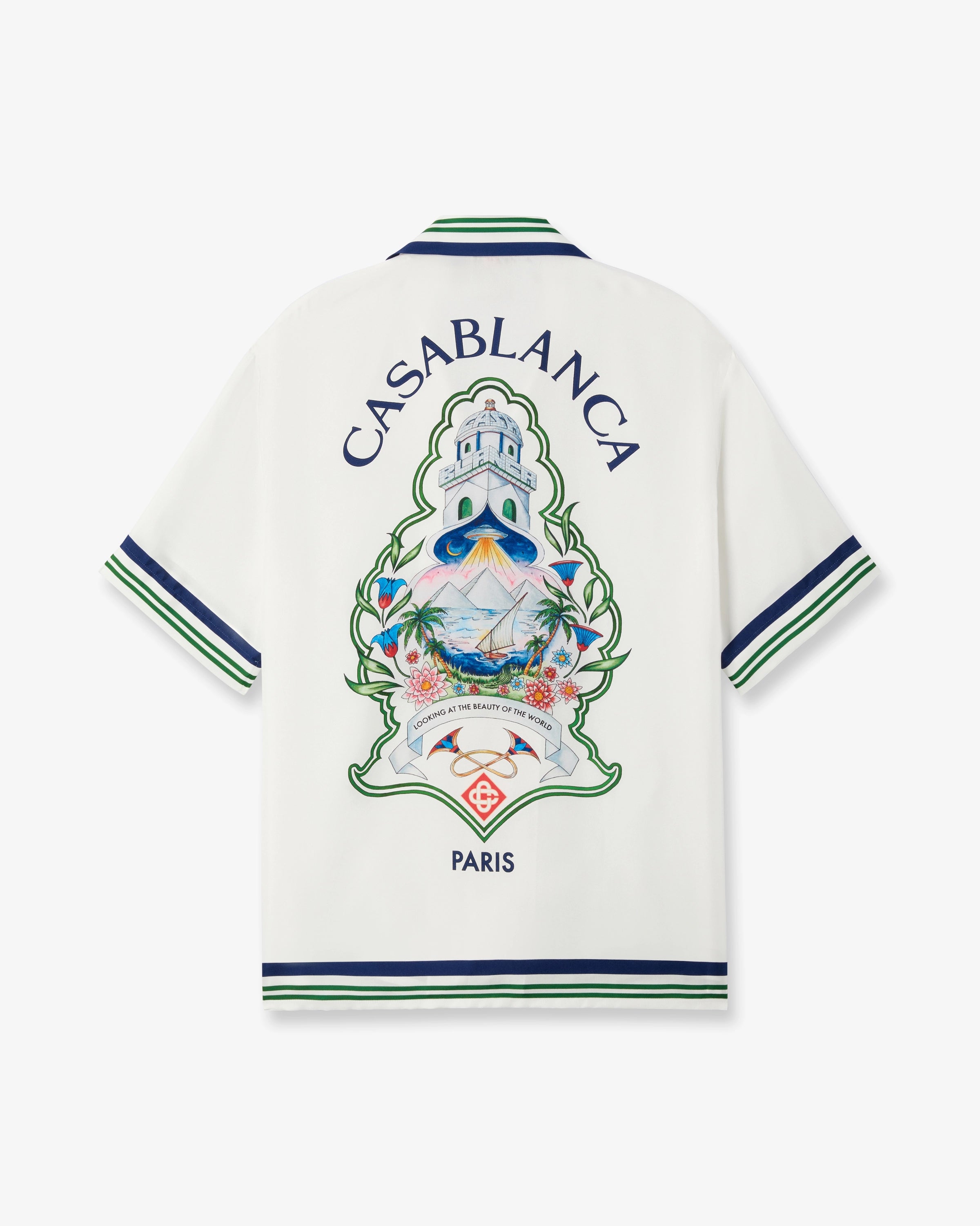 White Hotel Emblem Short Sleeve Silk Shirt | Casablanca Paris