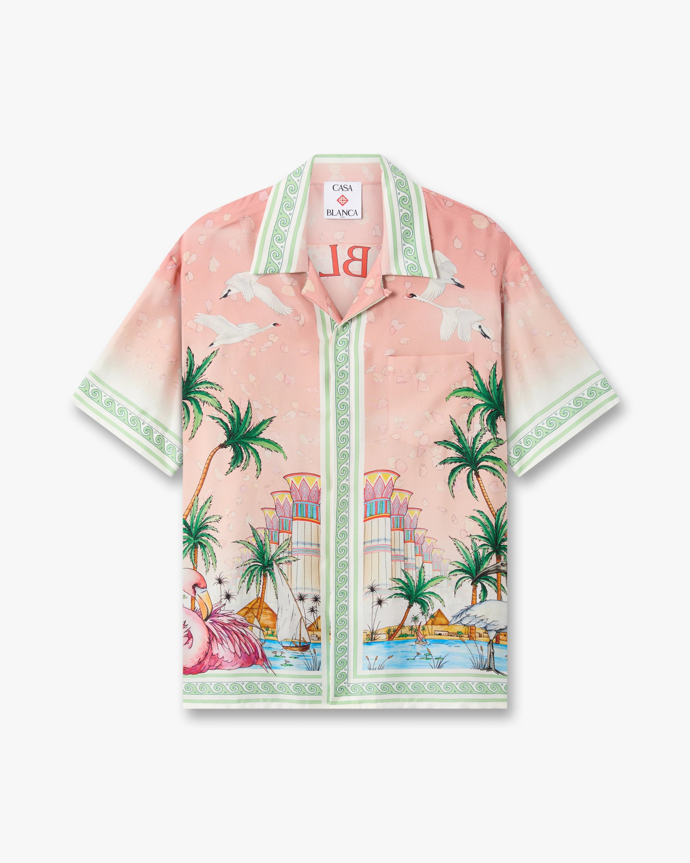 Pink Ethereal Short Sleeve Silk Shirt | Casablanca Paris