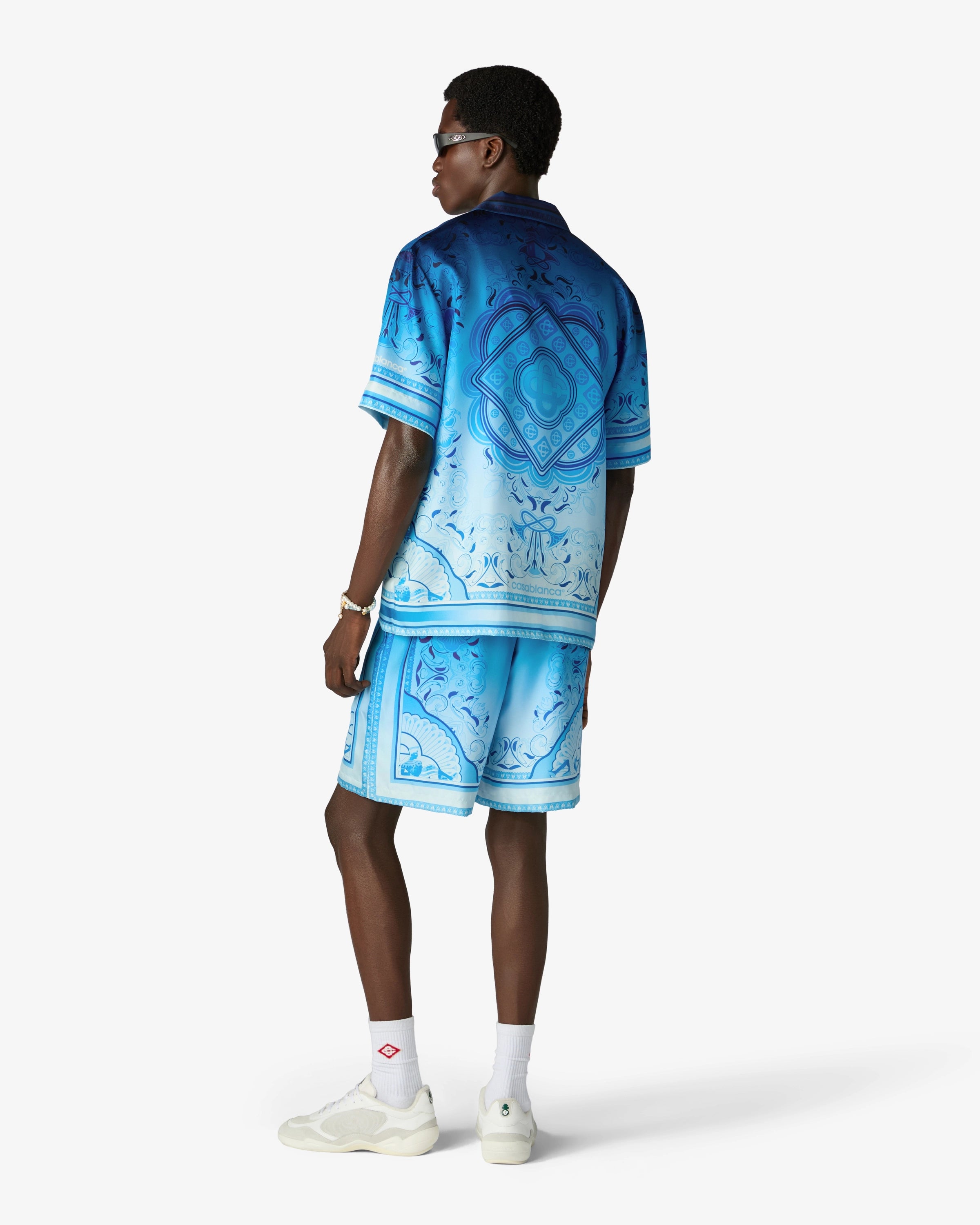 Blue Gradient Egyptian Rug Silk Shorts | Casablanca Paris