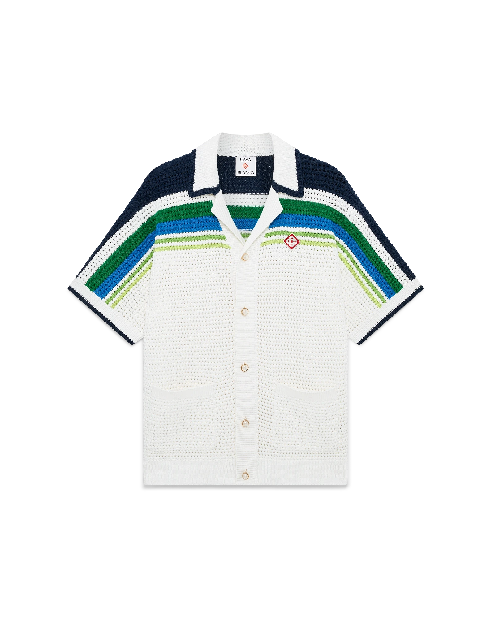 CASABLANCA 2023SS ニットシャツ M Stripe Short Sleeve Knitted Shirt – Casablanca