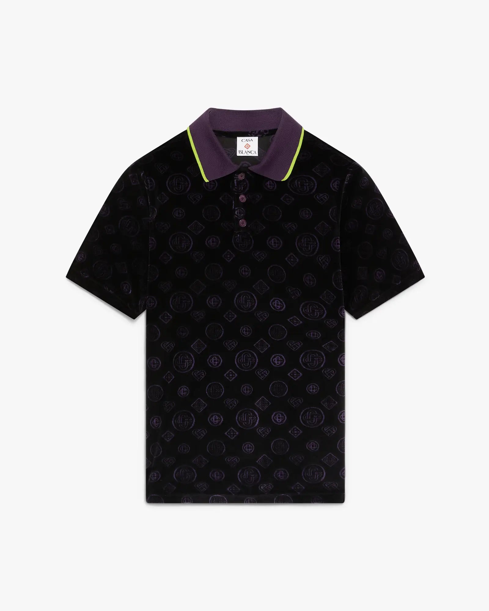 Purple Monogram Velour Polo Polo Shirt | Casablanca Paris