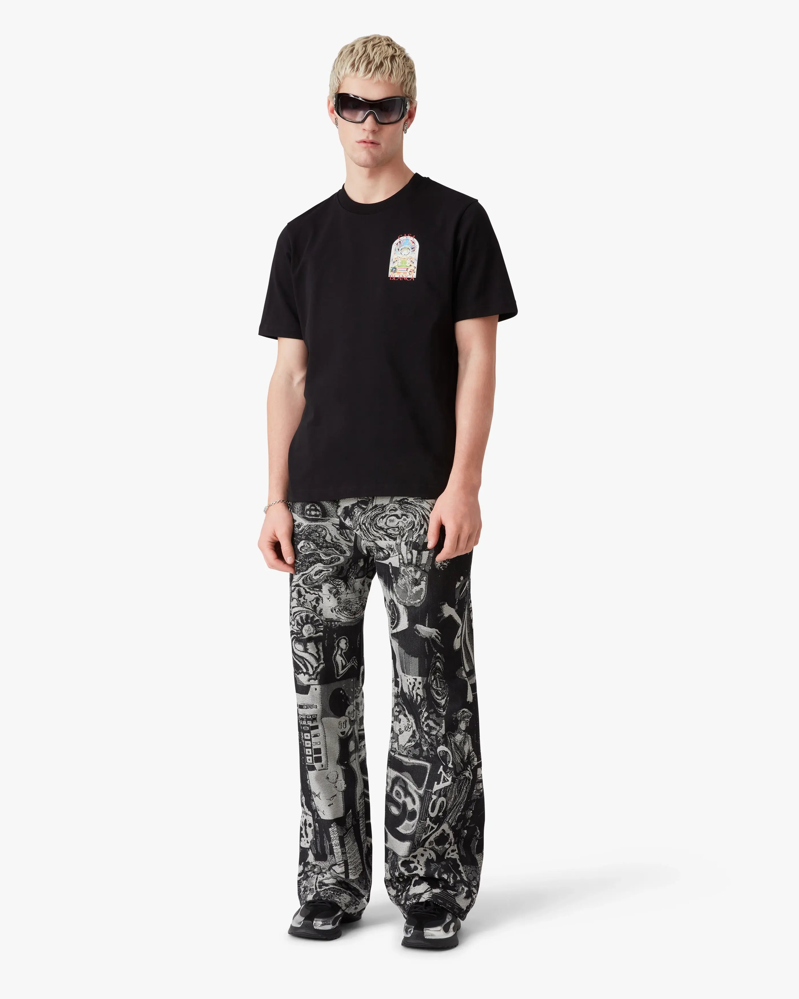 Black Tennis Landscape Short Sleeve T-Shirt | Casablanca Paris