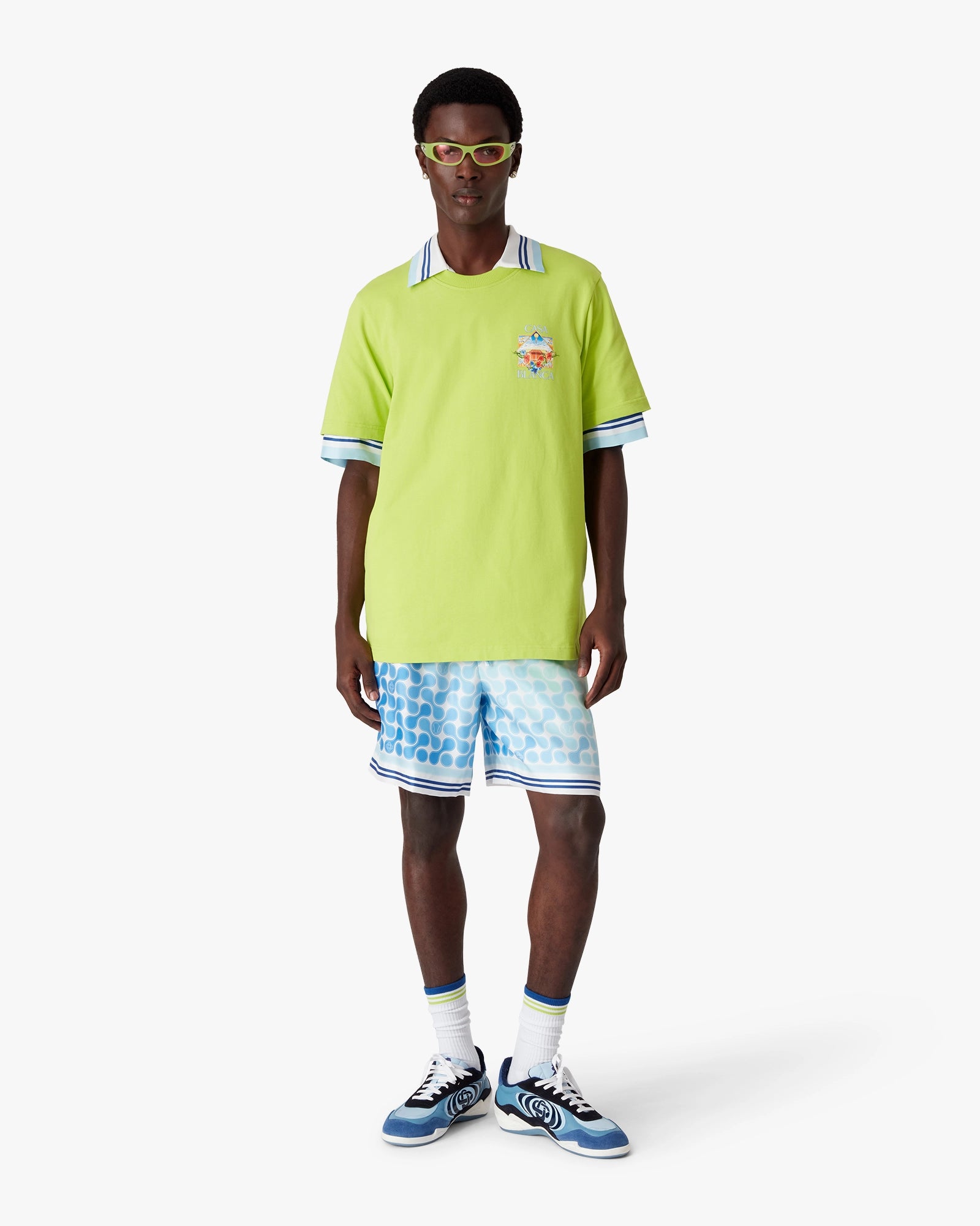 Lime Flower Court Icon Short Sleeve T-Shirt | Casablanca Paris