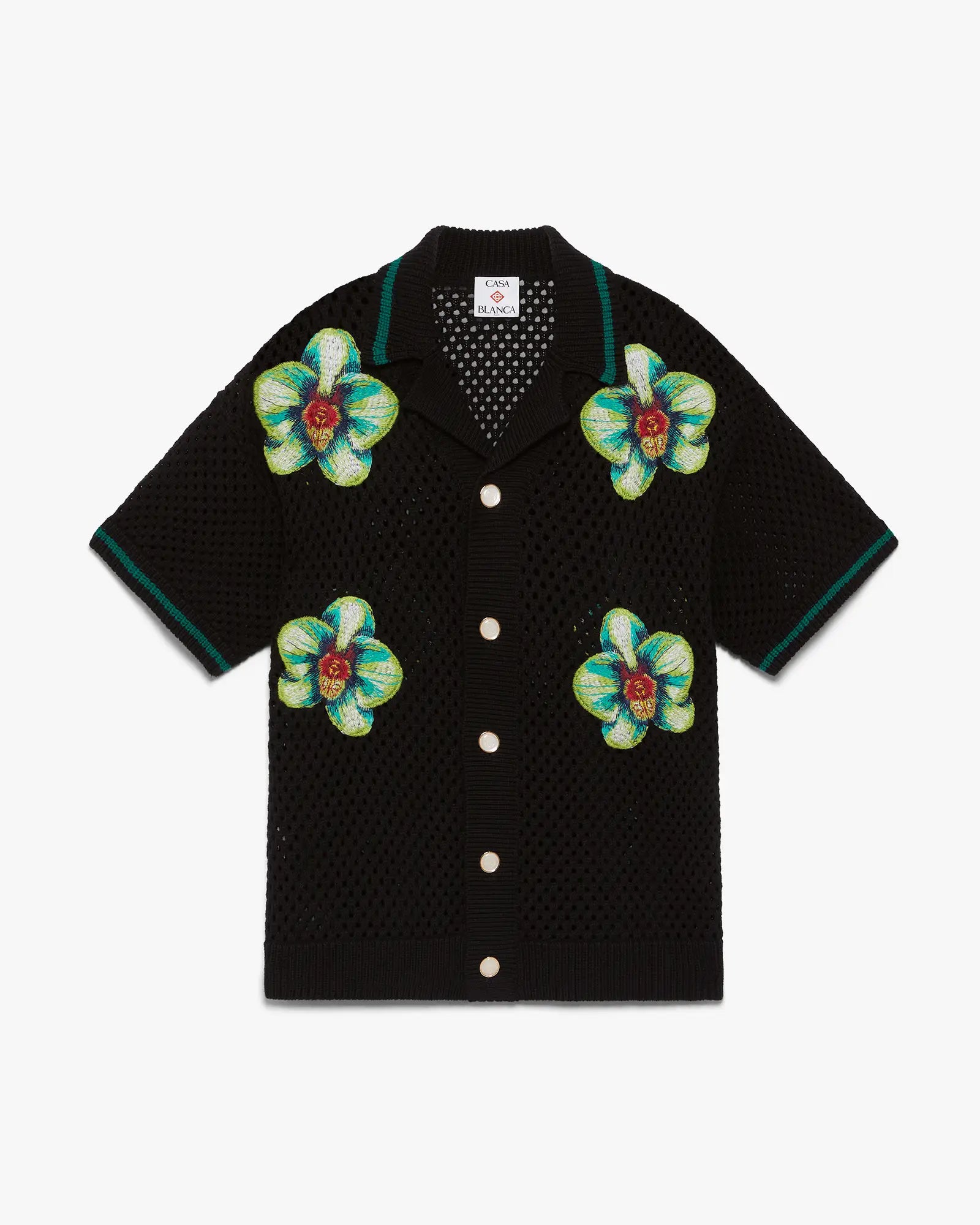 Glitch Orchid Embroidered Short Sleeve Crochet Shirt – Casablanca