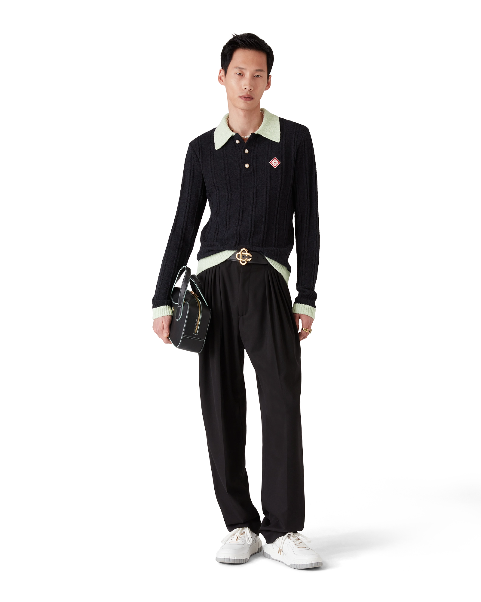 Boucle Long Sleeve Polo Shirt | Casablanca Paris