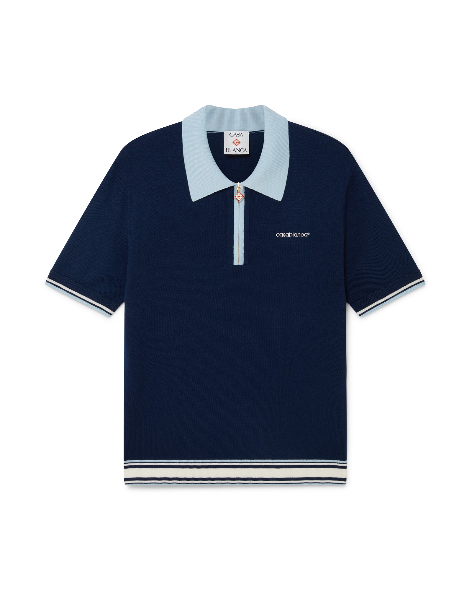 Merino Knit Tennis Polo Shirt – Casablanca Merino Knit Tennis Polo Shirt – Casablanca