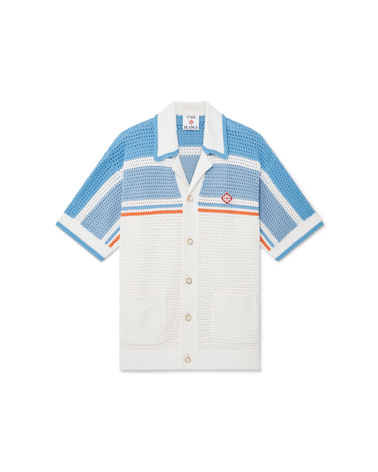 Cotton Tennis Short Sleeve Crochet Shirt – Casablanca Cotton Tennis Short Sleeve Crochet Shirt – Casablanca
