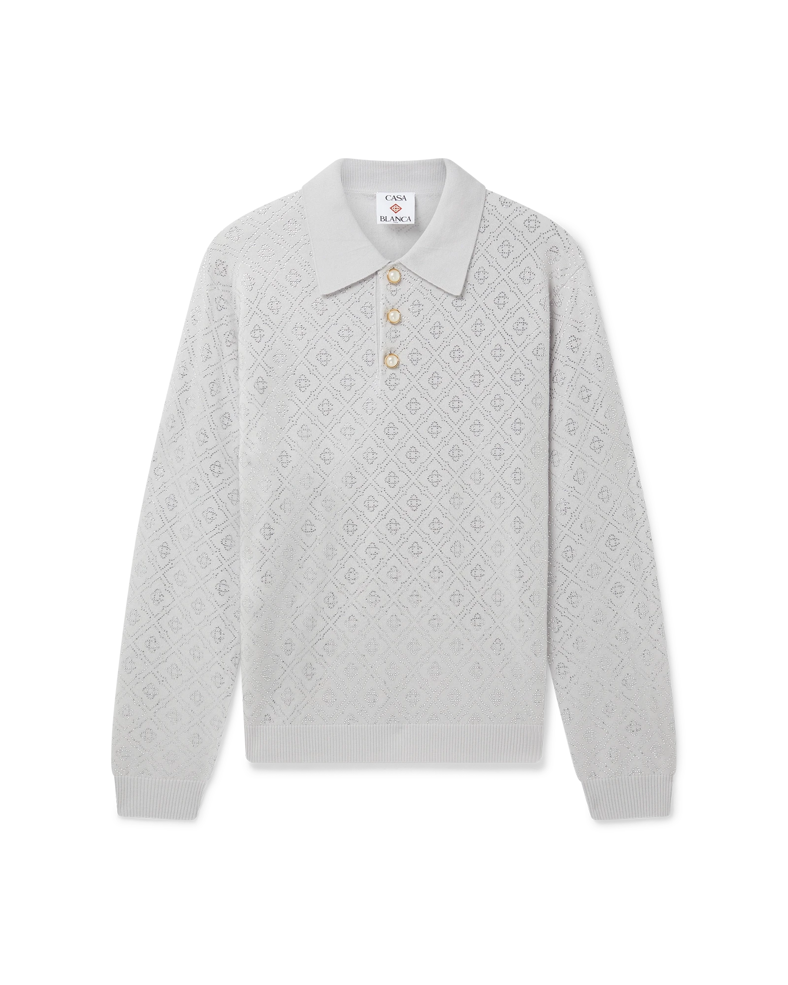Crystal Monogram Knit Polo Shirt | Casablanca Paris Crystal Monogram Knit Polo Shirt | Casablanca Paris