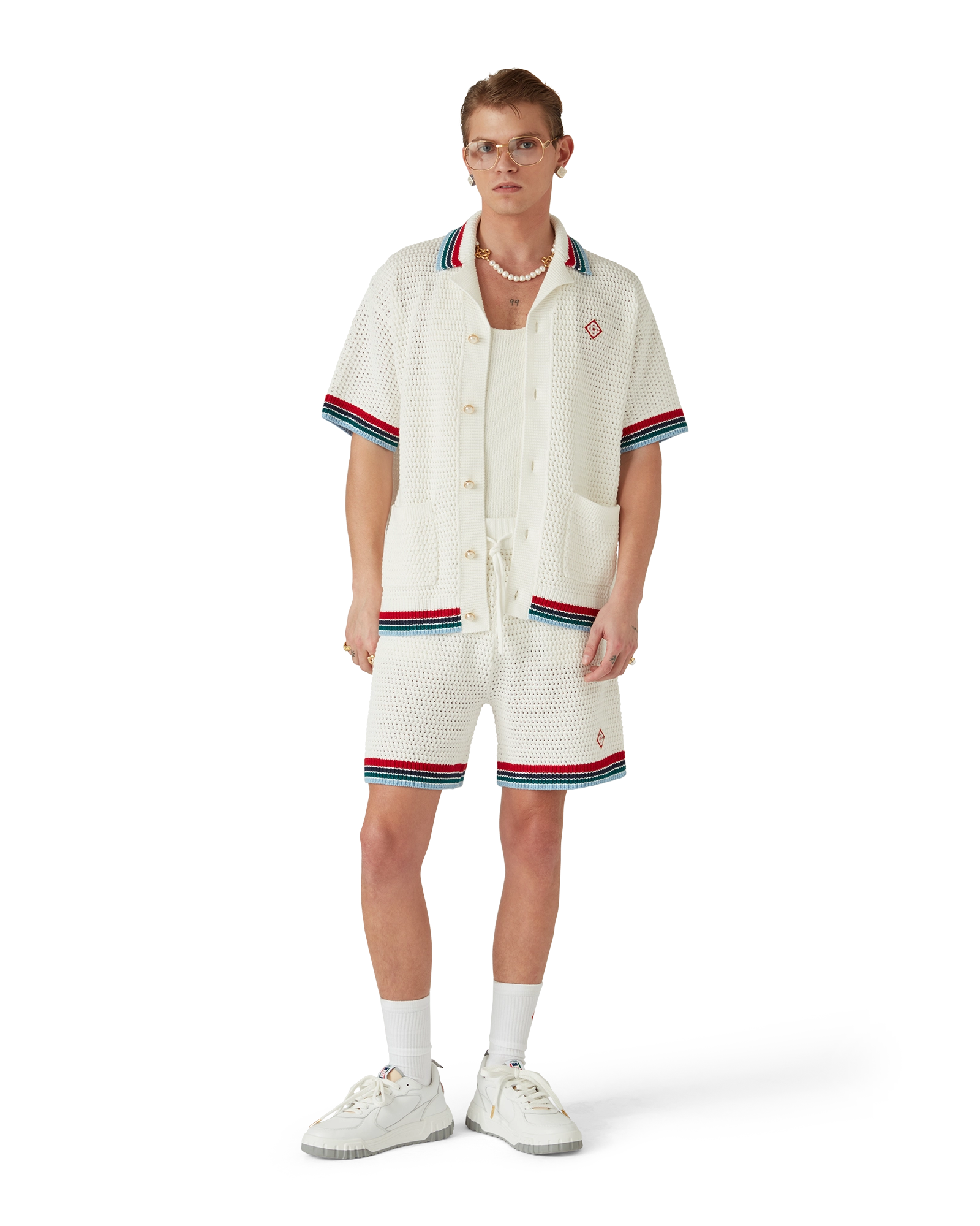 関税込み】Casablanca ホワイト Gothic クロシェ シャツ 関税込み】Casablanca ホワイト Gothic クロシェ シャツ