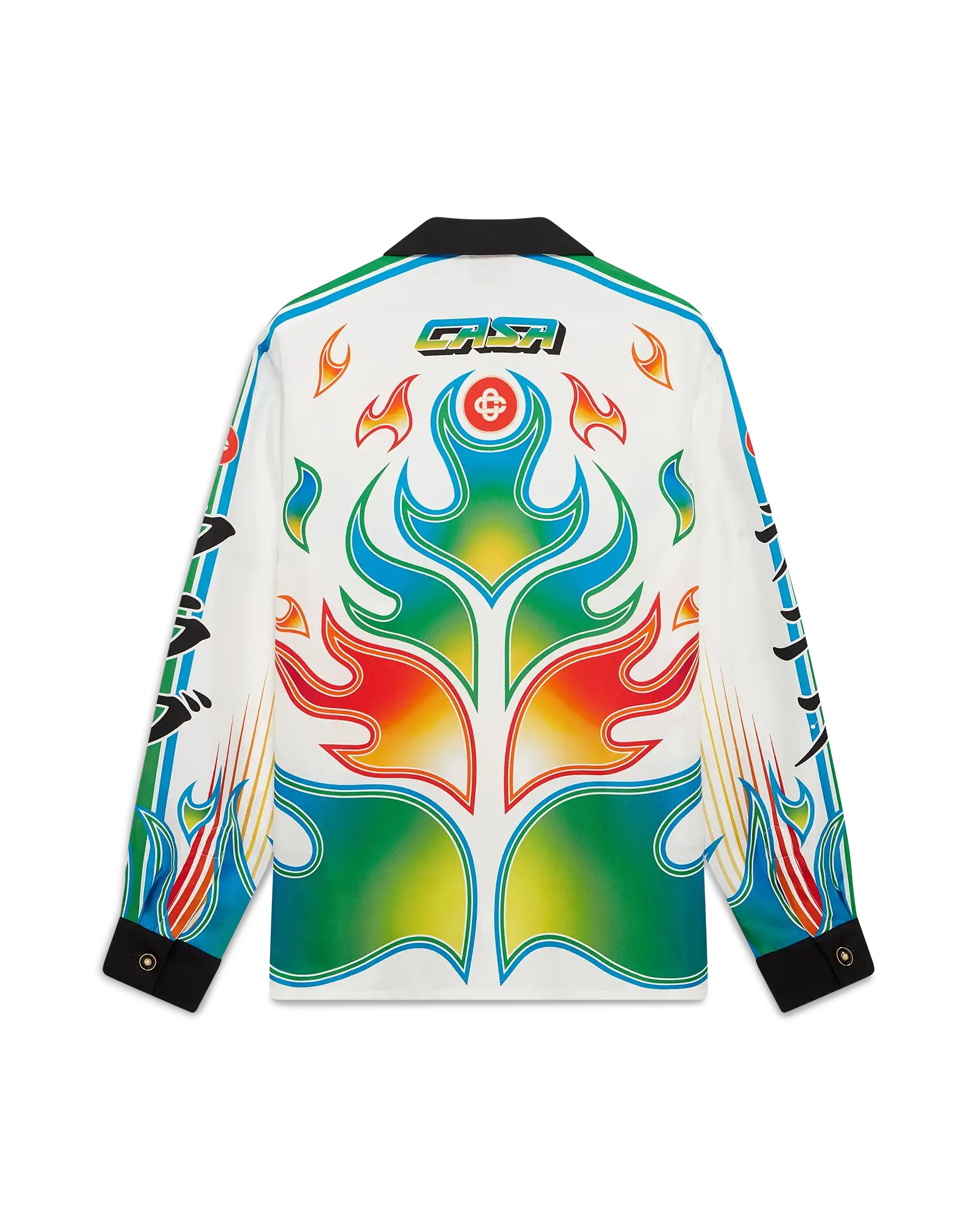 Flame Laurel Long Sleeve Silk Twill Shirt | Casablanca Paris