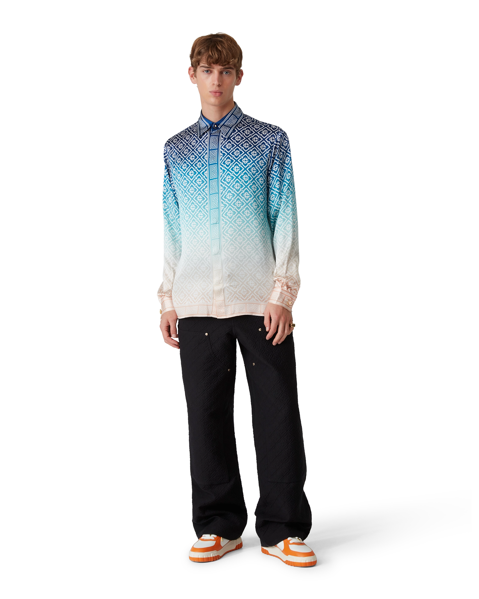 Jacquard Gradient Long Sleeve Silk Shirt | Casablanca Paris