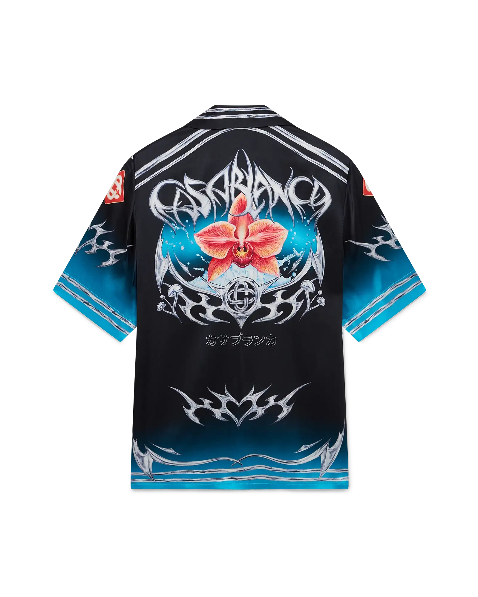 Blades Short Sleeve Silk Satin Shirt | Casablanca Paris