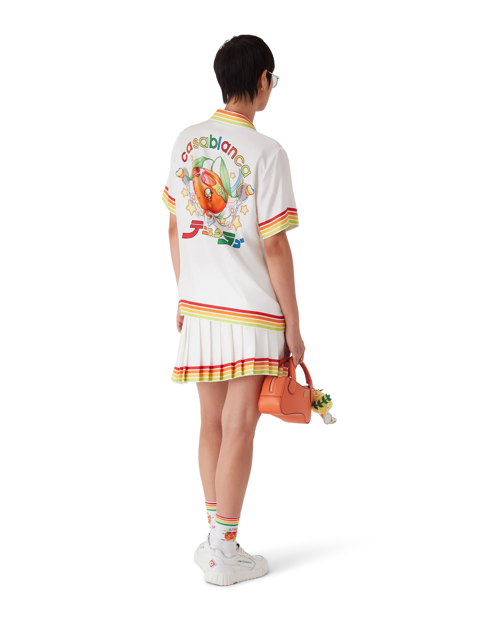 Orange Mascot Pleated Silk Twill Skirt | Casablanca Paris