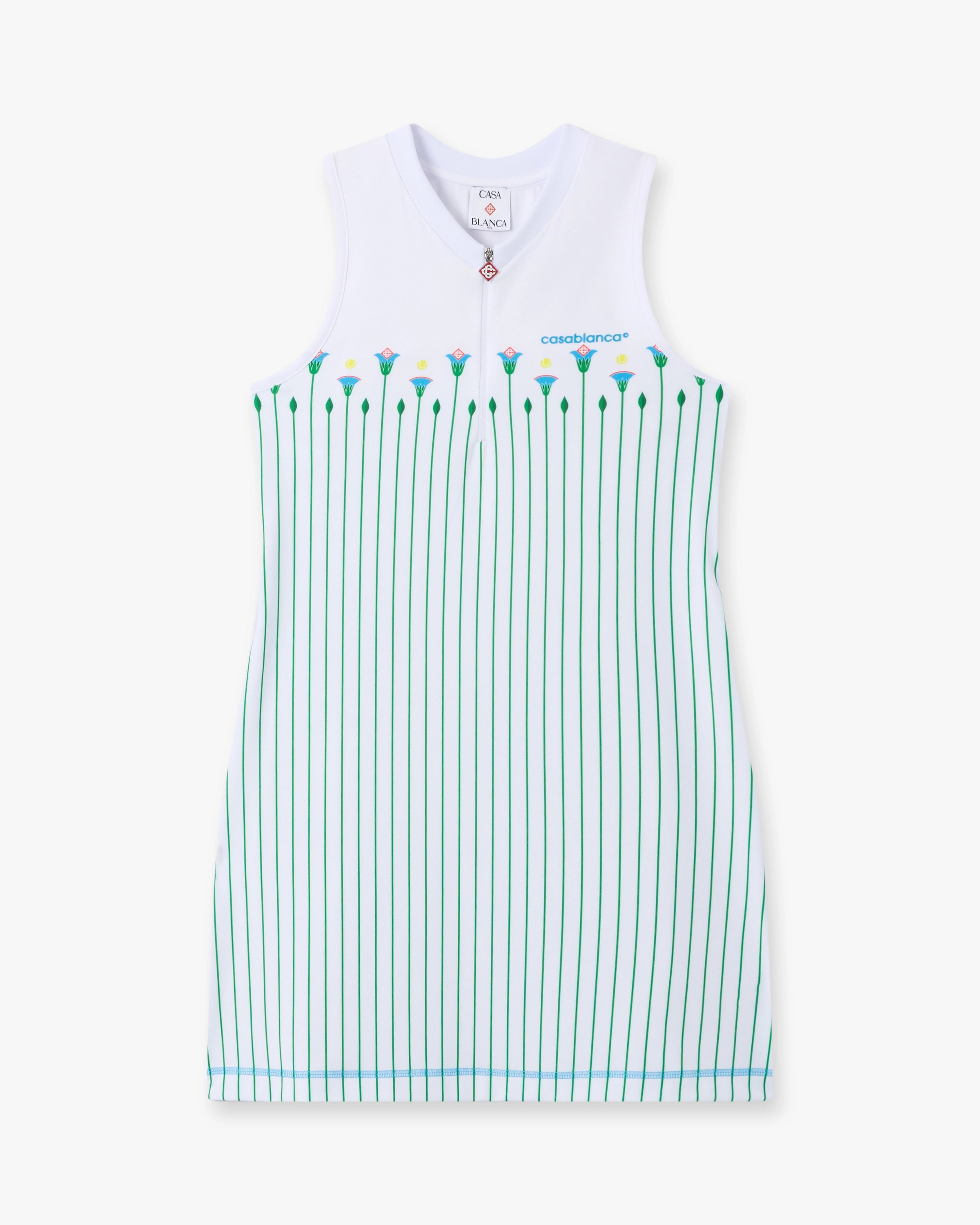 White Floral Stripe Sporty Tennis Mini Dress | Casablanca Paris