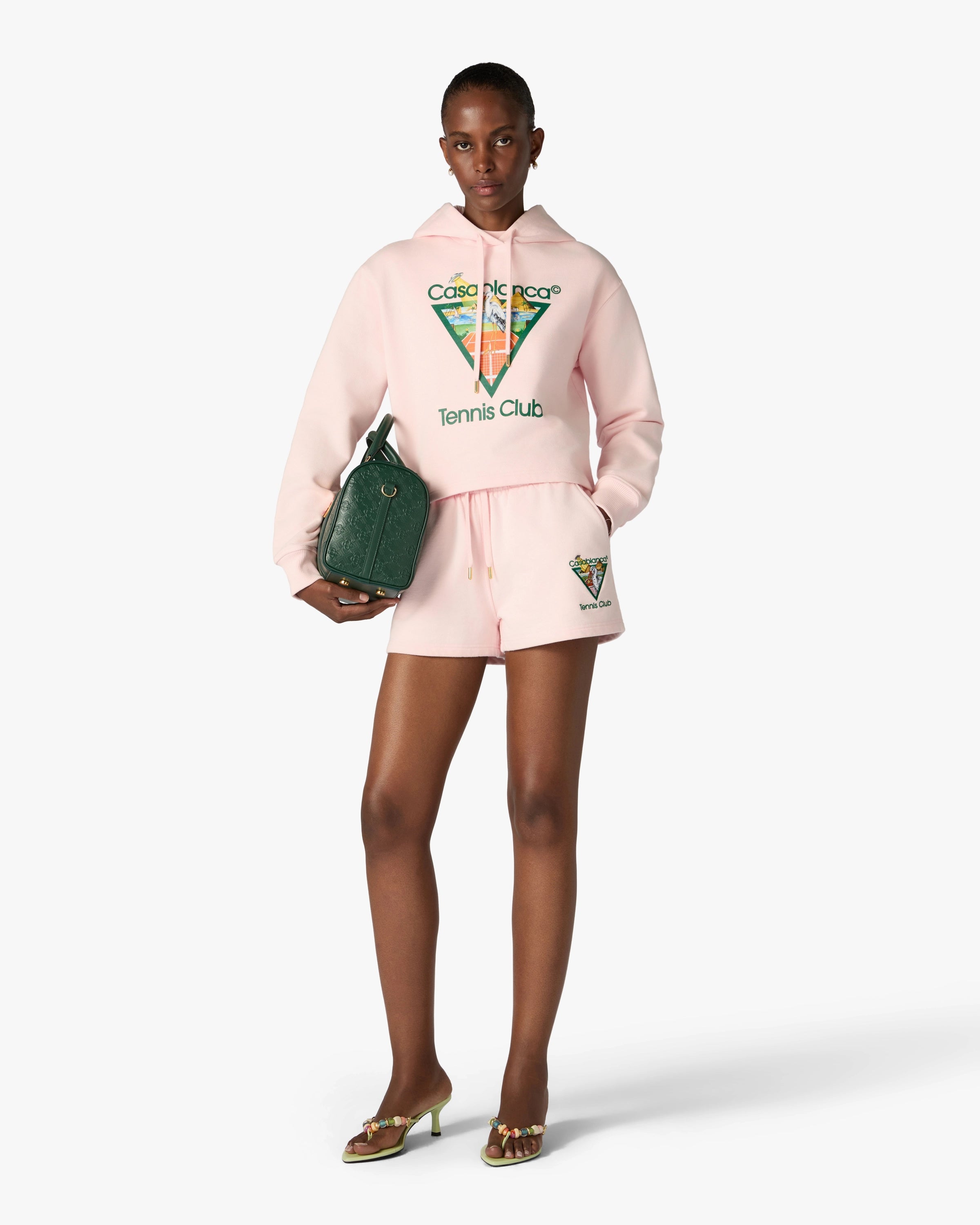 Pink Tennis Club Icon Pyramid Abduction Cropped Hooded Sweatshirt