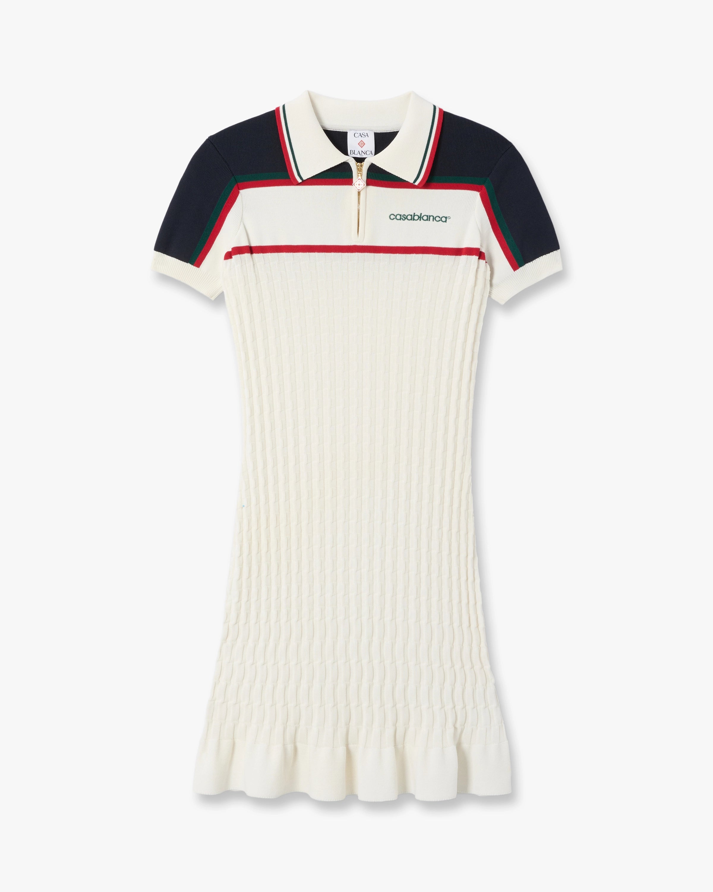 Cream & Navy Knit Tennis Polo Mini Dress | Casablanca Paris