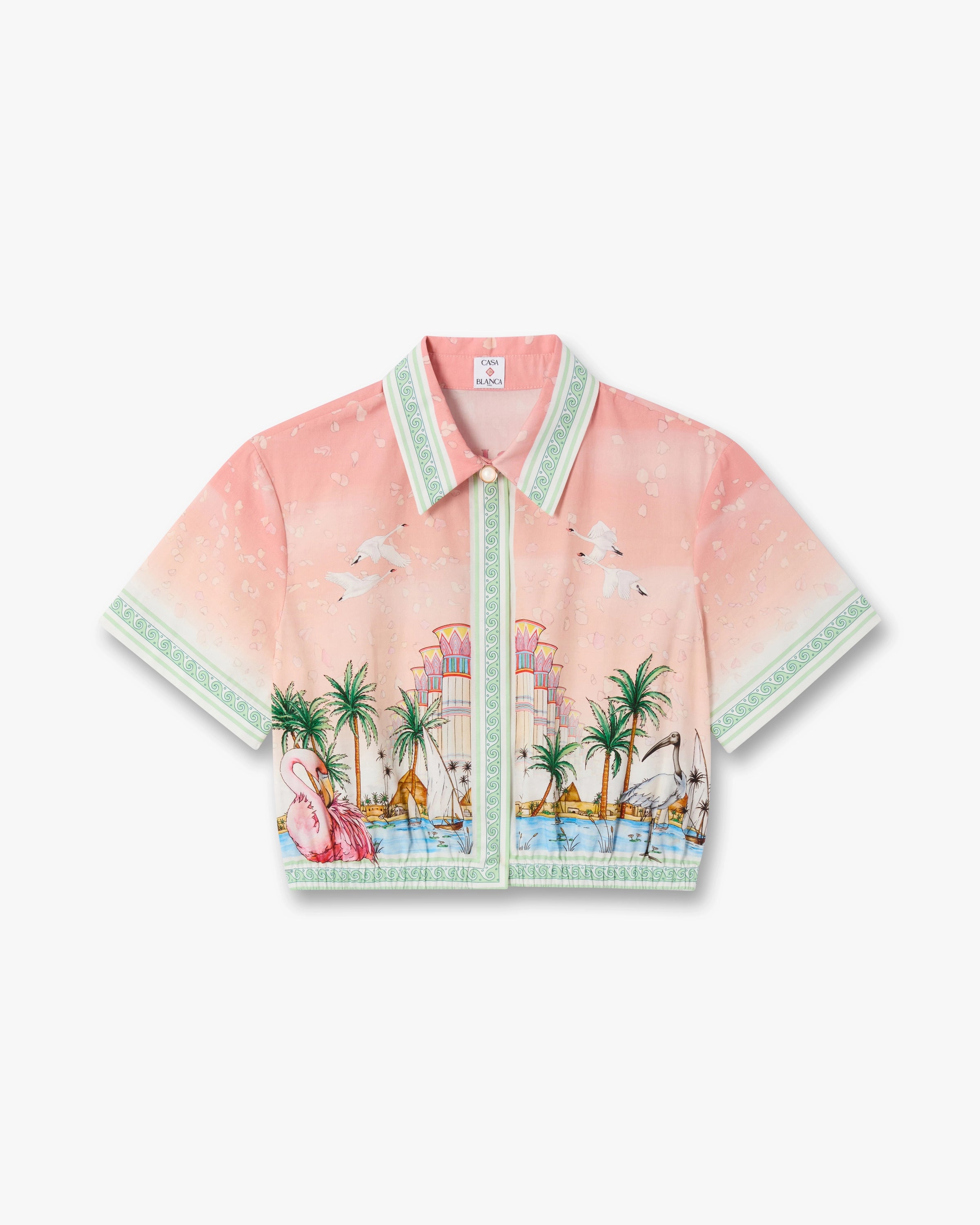 Pink Ethereal Cotton Cropped Short Sleeve Shirt | Casablanca Paris