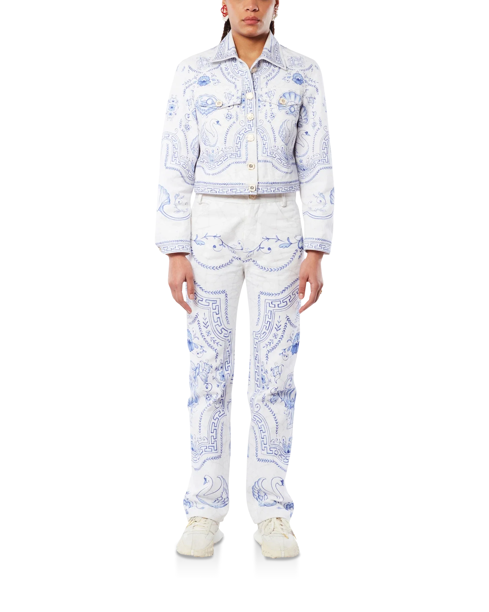 Plat A Dessert Blanc Printed Straight Leg Jeans | Casablanca Paris 