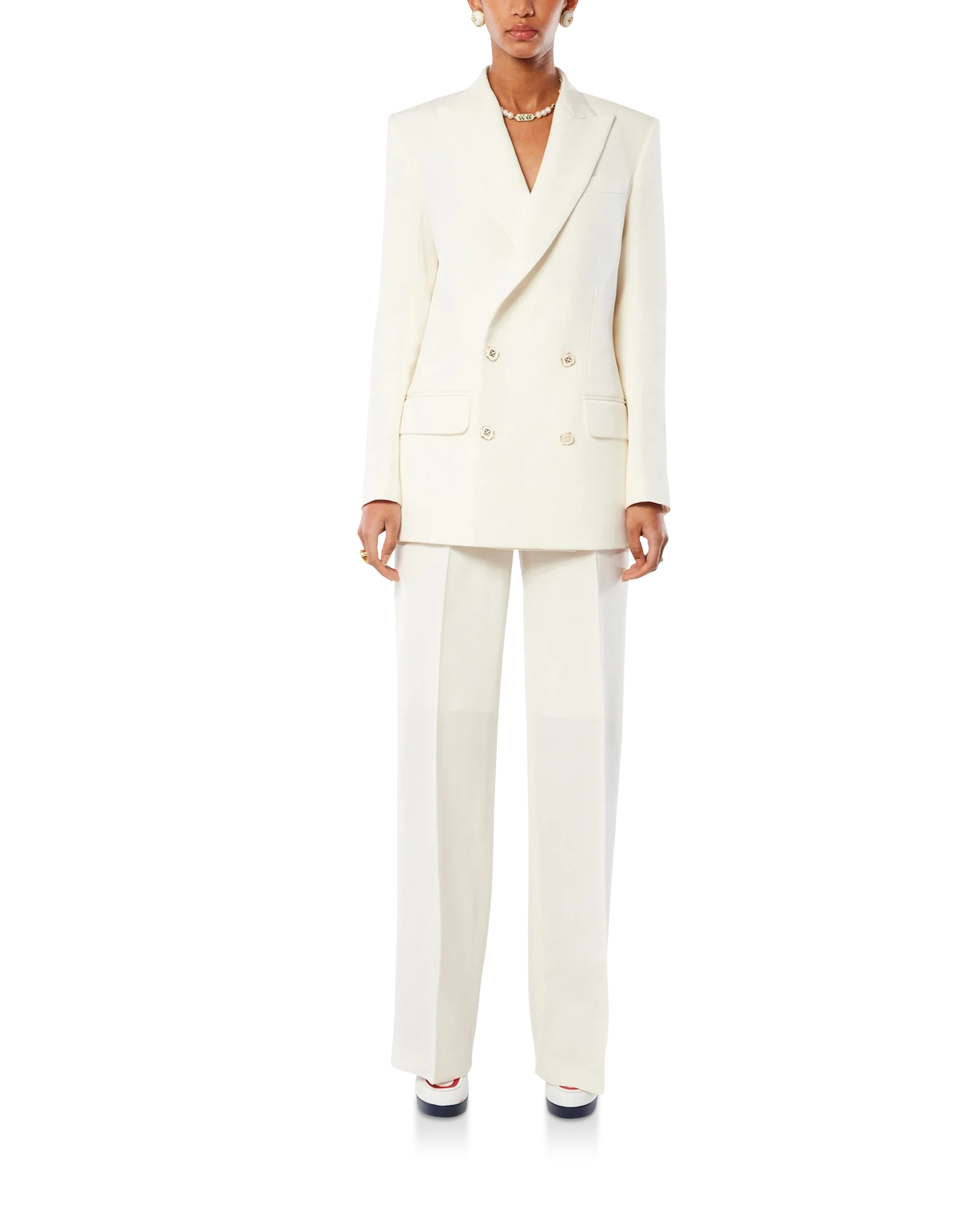 Off-White Wide Leg Trousers | Casablanca Paris Off-White Wide Leg Trousers | Casablanca Paris
