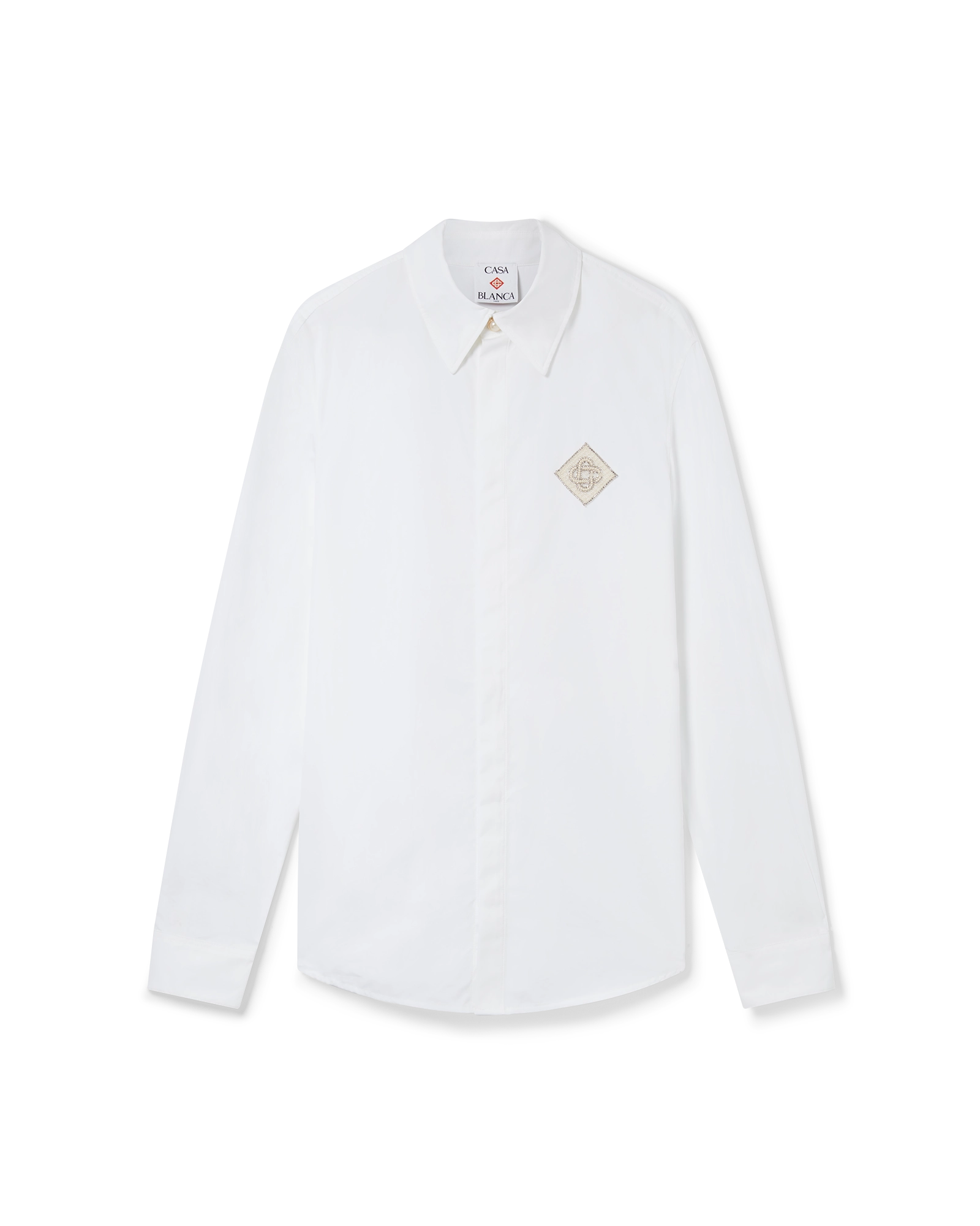Pearl Diamond Patch Cotton Shirt | Casablanca Paris Pearl Diamond Patch Cotton Shirt | Casablanca Paris
