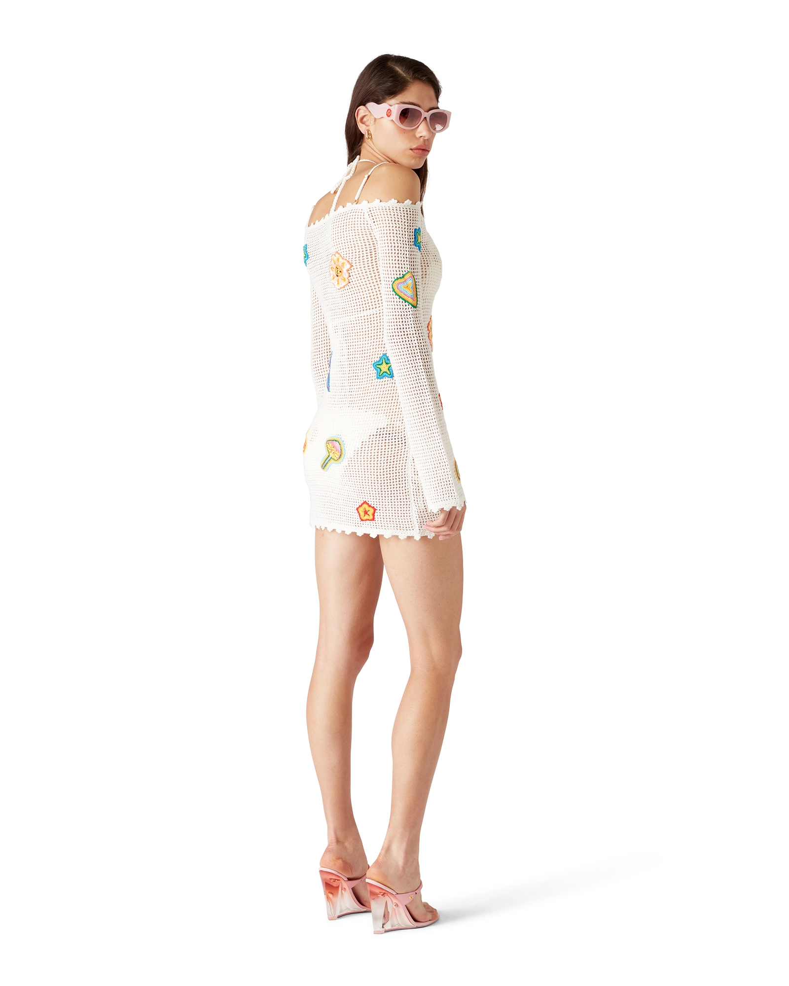 casablanca crochet mini dress Motif Crochet Dress in White, Size Large by Casablanca Paris