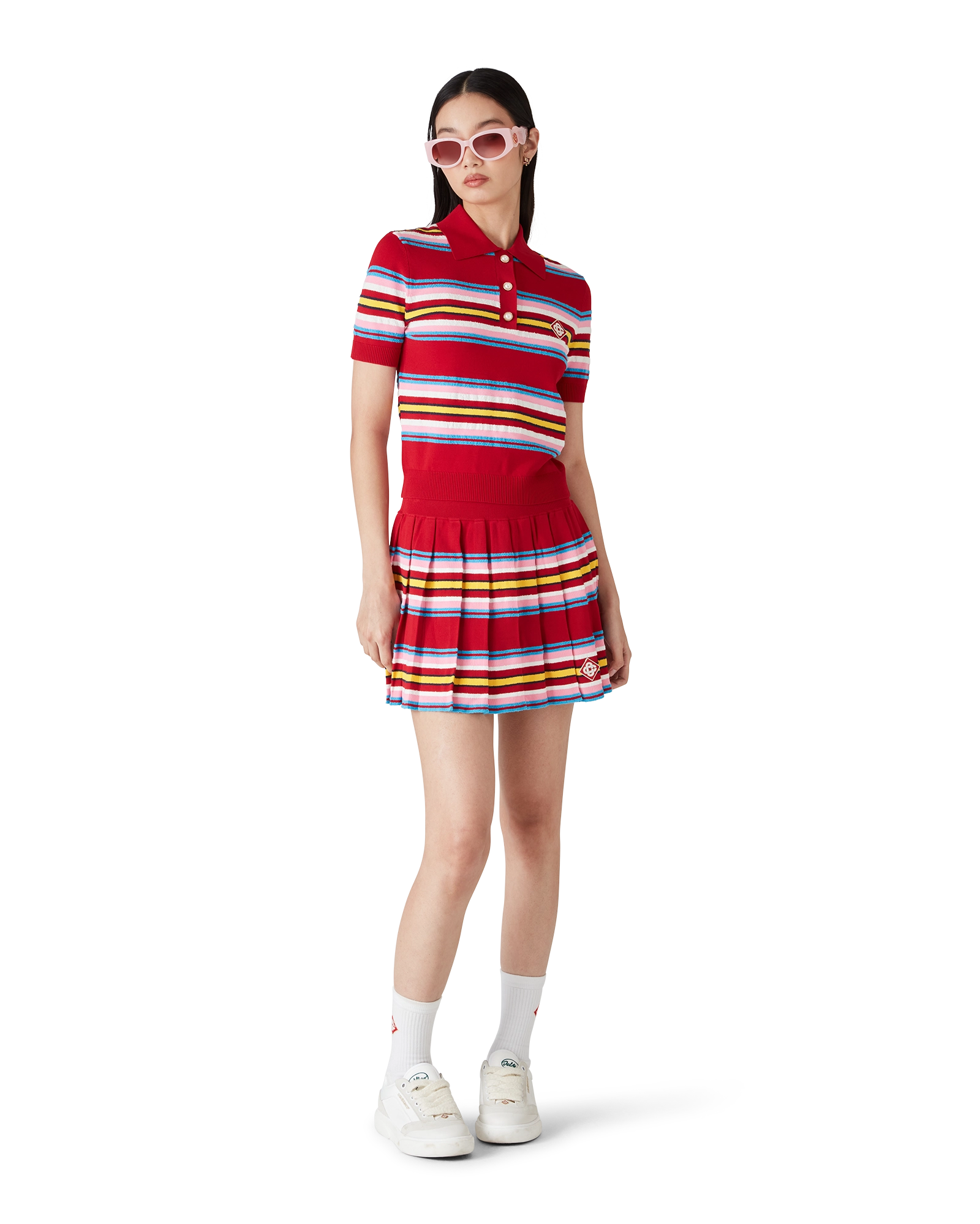 open lace back dress Stripe Polo Shirt