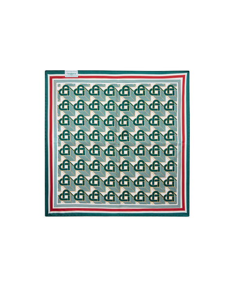 Casablanca Medium Silk Scarf - Green (Heart Monogram) - AF23-ACC-053-08