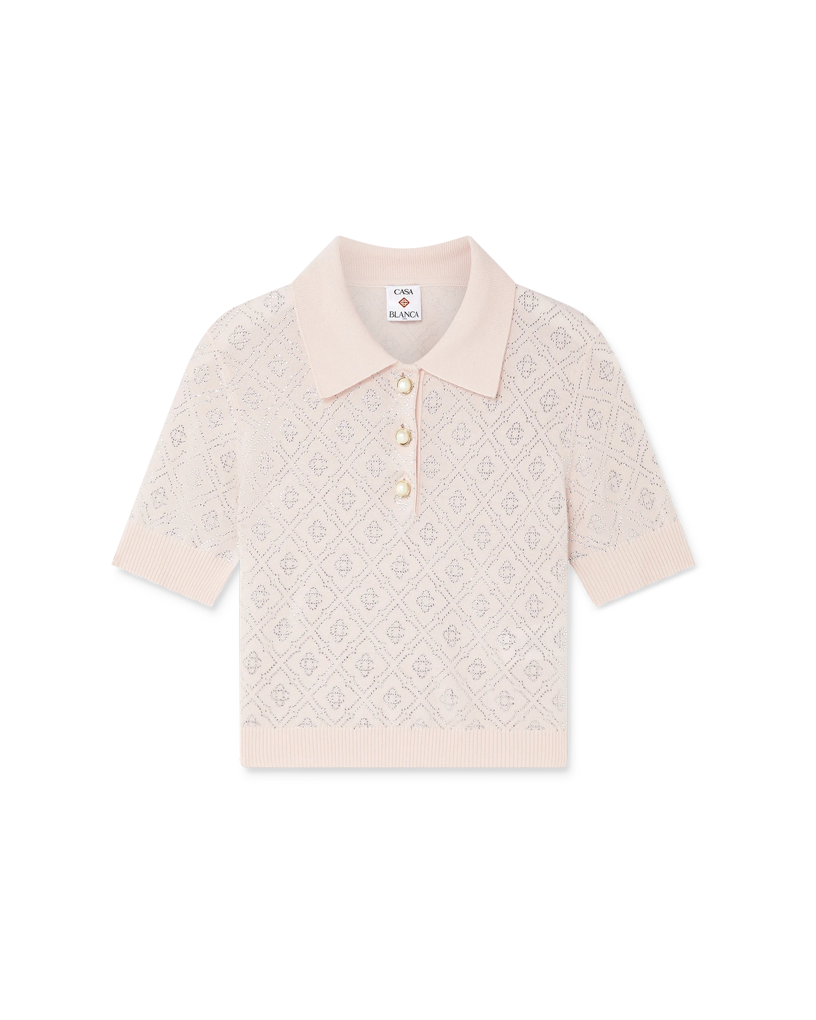 Crystal Monogram Knit Polo Shirt